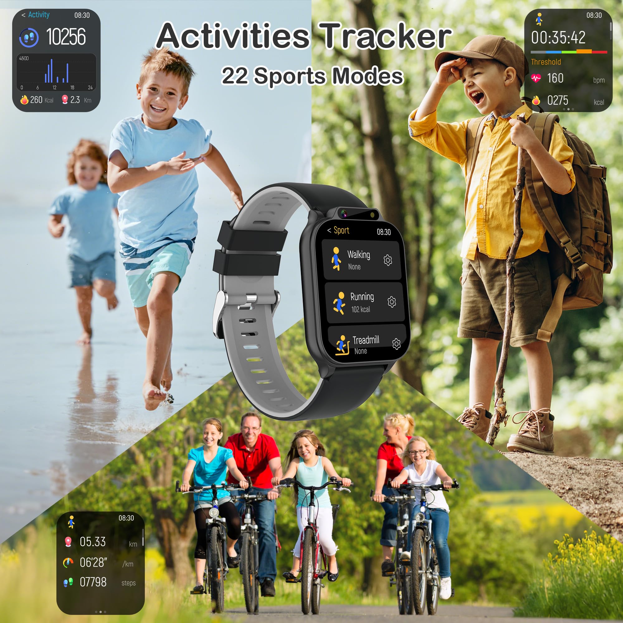 Kids Smart Watch Boys With Fitness & Sleep Tracker, Waterproof Smart Watch For Kids With Heart Rate & Blood Oxygen Monitor, Hd C