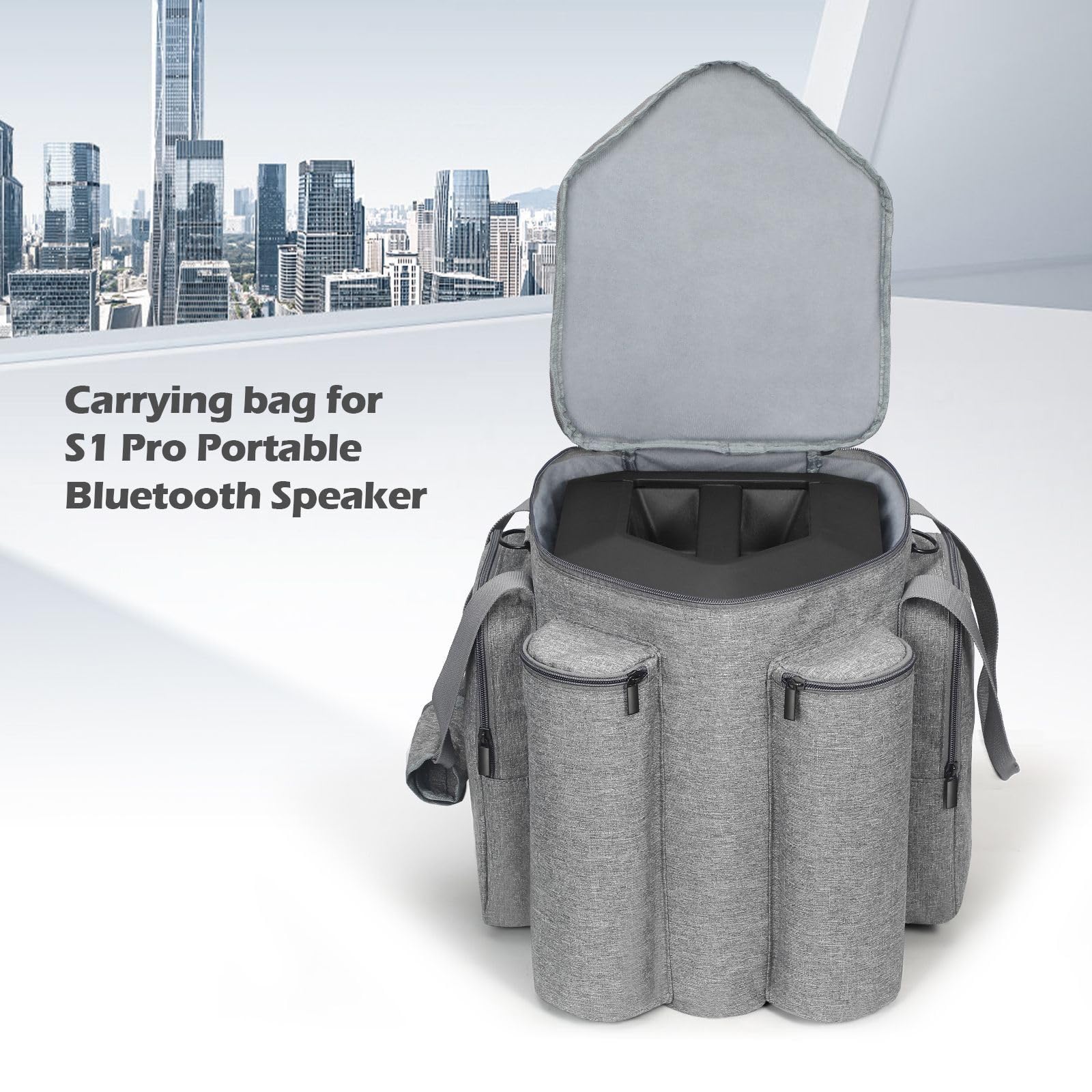 Pisosn Portable Cover Carrying Case Bag Compatible With Bose S1 Pro Portable Bluetooth Speaker (Gray)