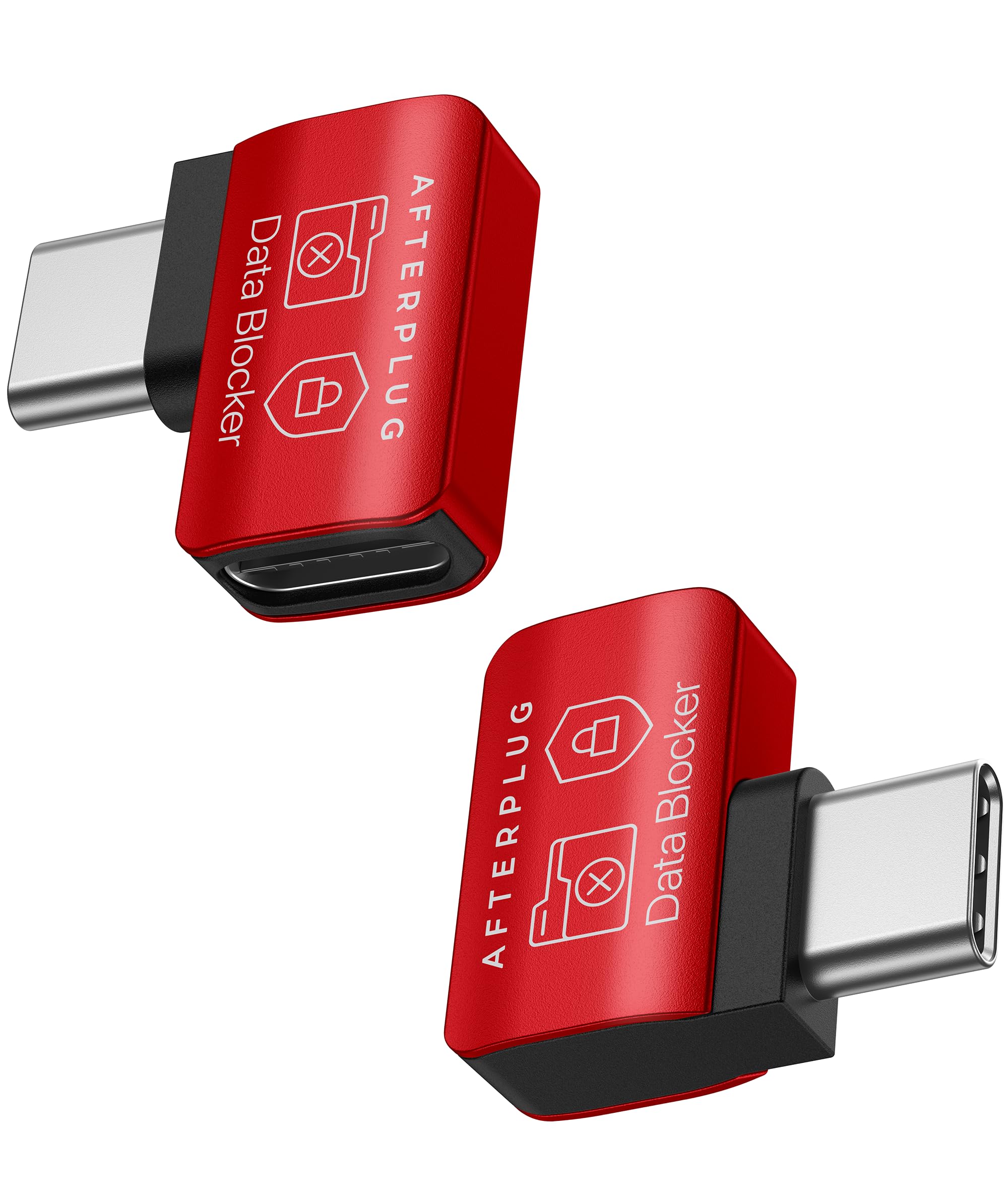 Afterplug USB-C to USB-C Data Blocker, Anti Juice Jacking, for Charge-Only, Supports up to 240W PD Charging (2-Pack), Red