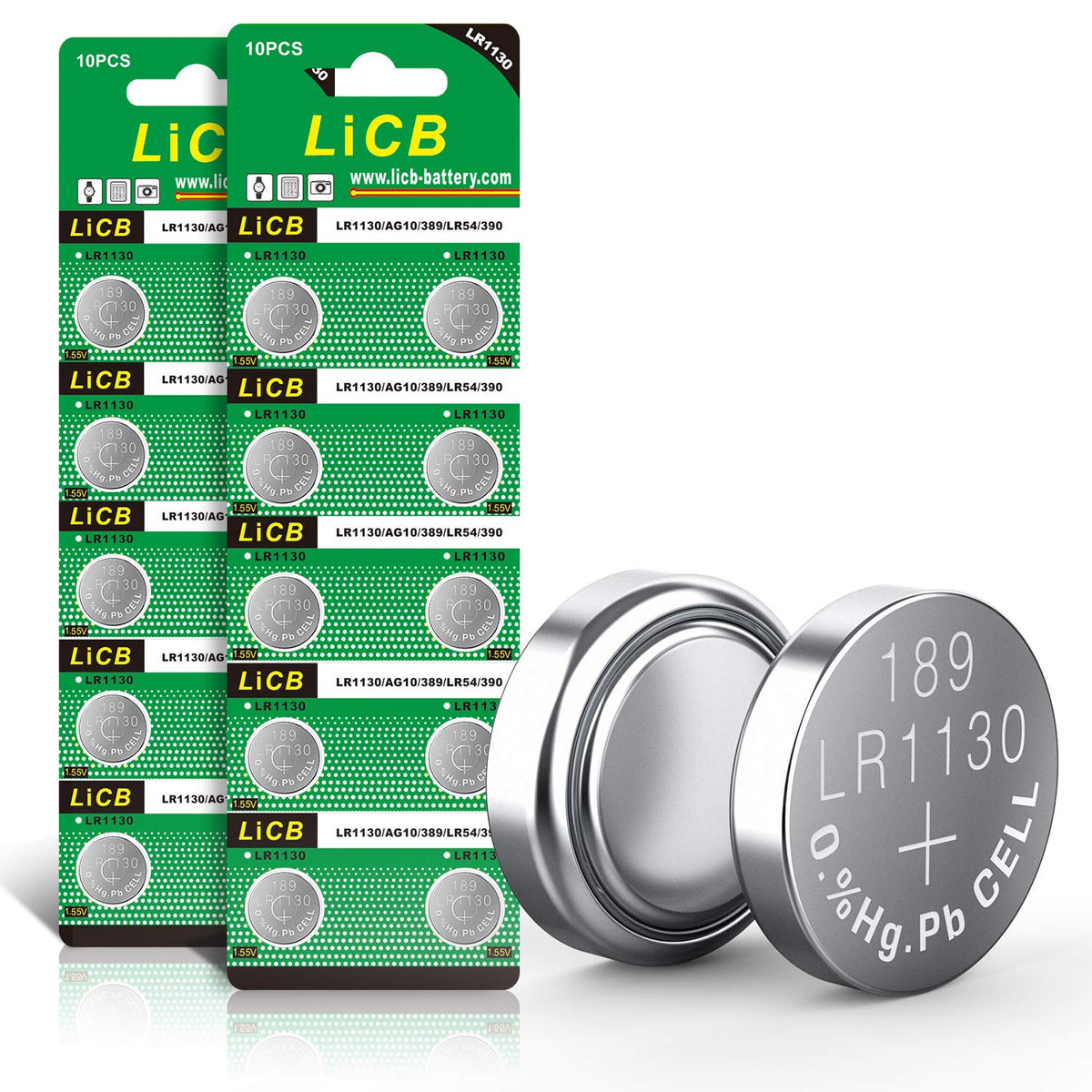Licb 20 Pack Lr1130 Ag10 Battery 1.5V Long Lasting Alkaline Button Cell Batteries