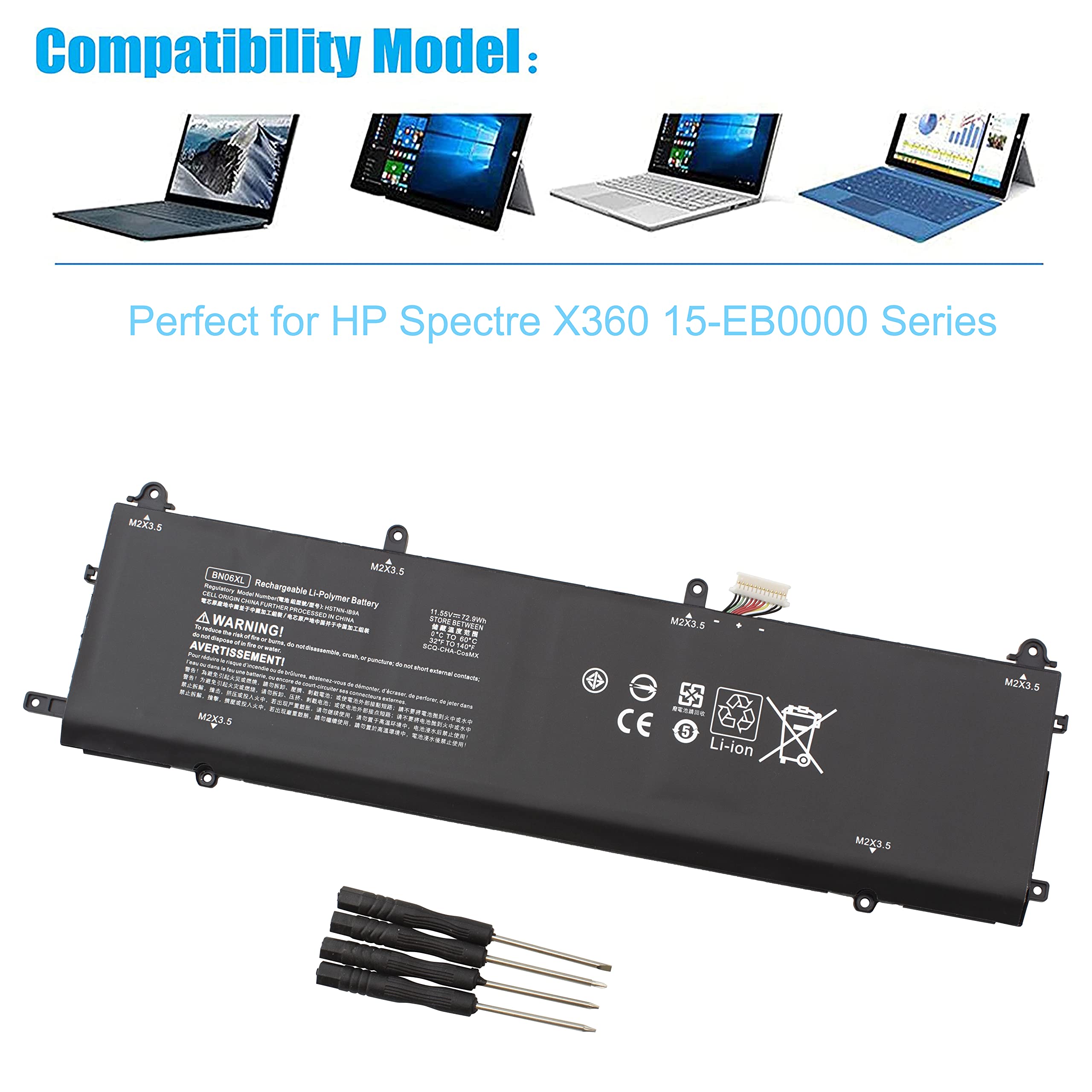 Emaks BN06XL Laptop Battery for HP Spectre X360 15-EB0000 Series 11.55V 72.9Wh