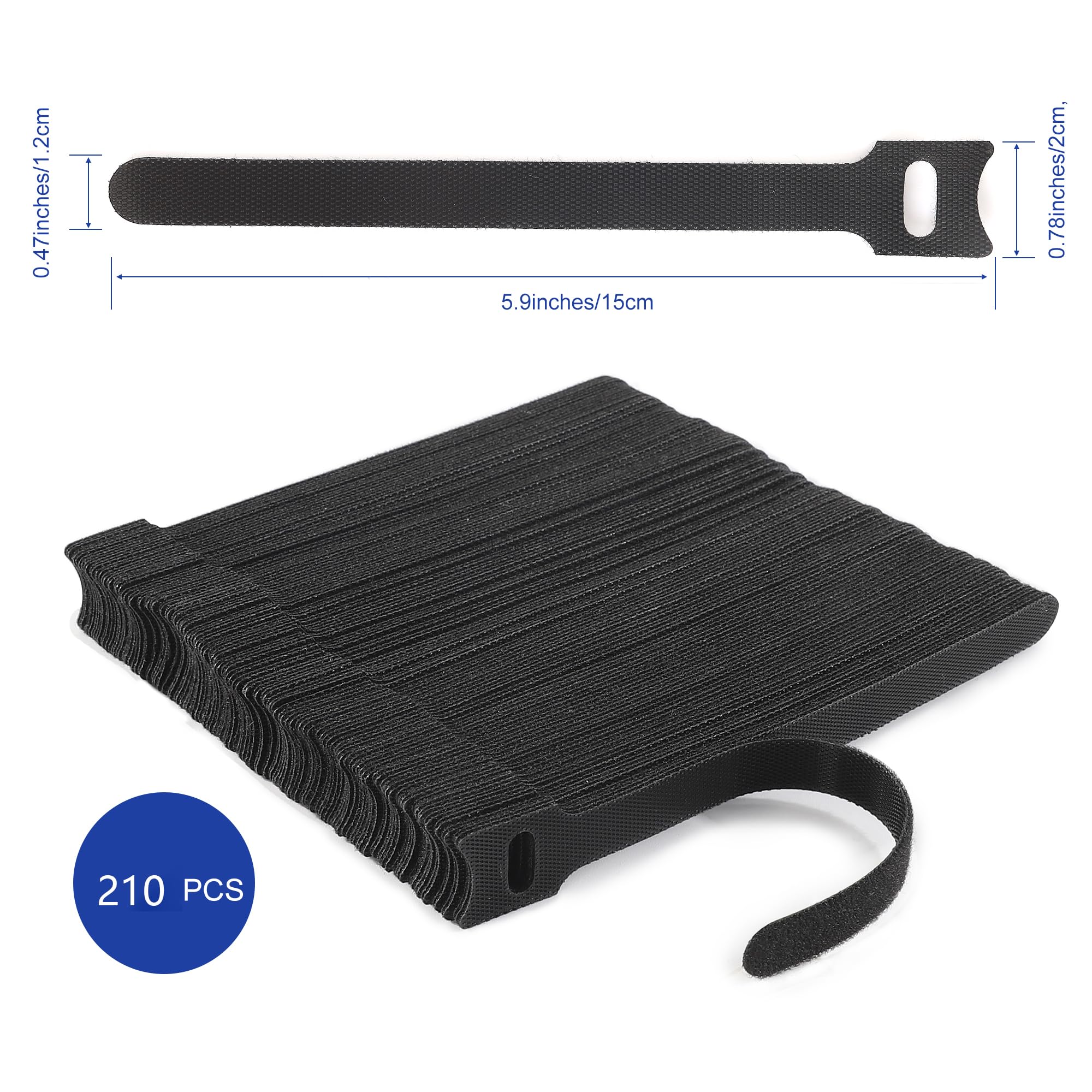 Nettbe Reusable Cable Ties Adjustable Cord Straps Nylon Black 6 Inch 210 Pack