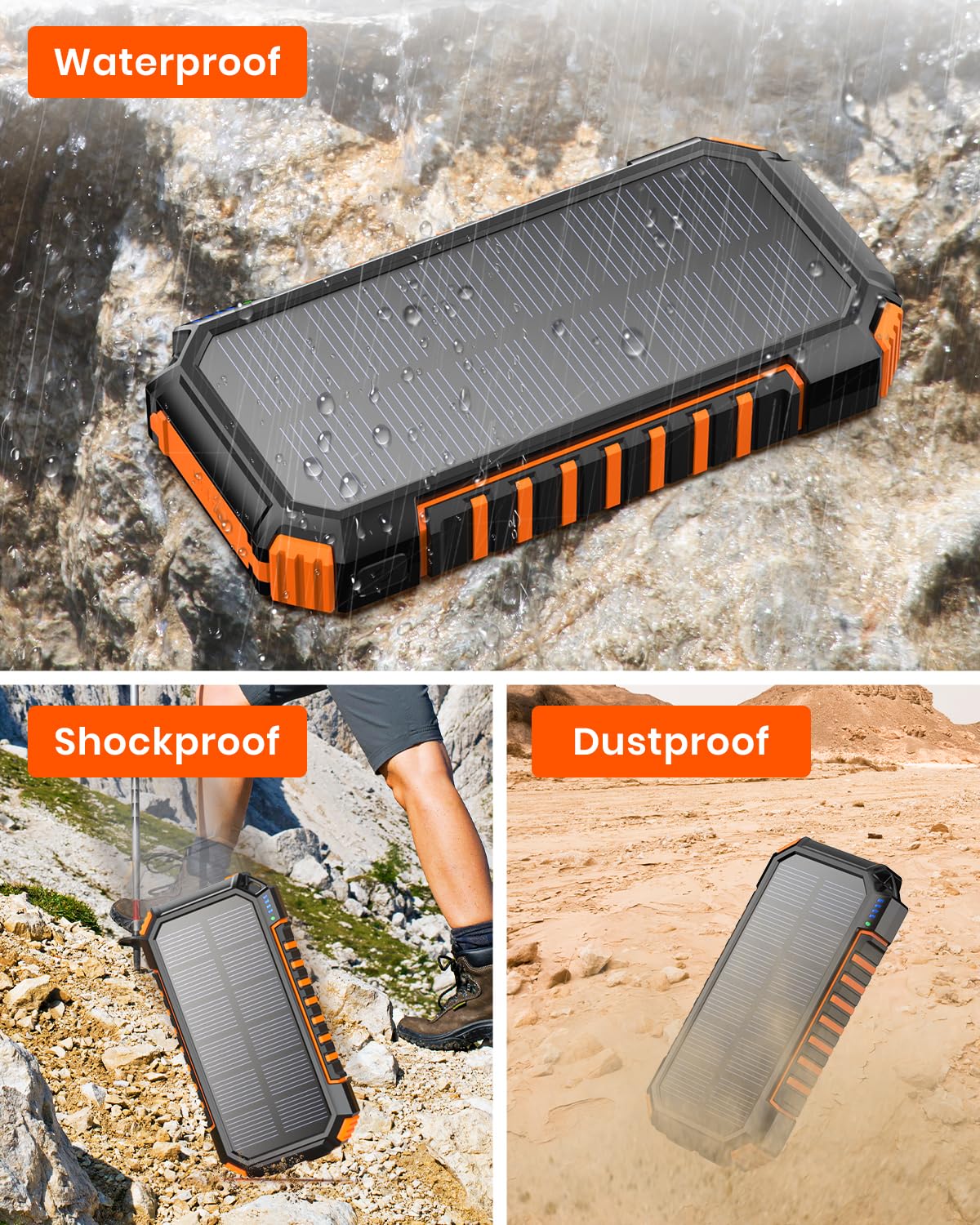 Riapow Solar Power Bank 26800Mah - Wireless Portable Charger With Usb C Input/Output Fast Charge - 3.0A Solar Charger External B