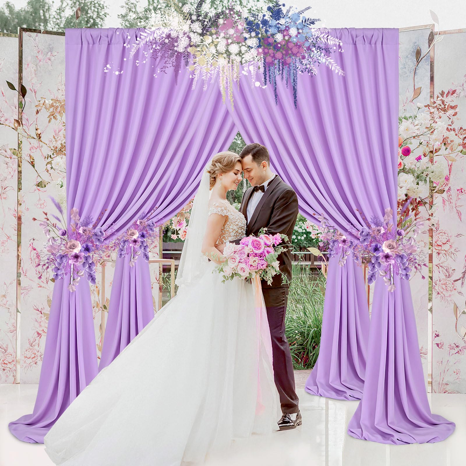 Lavender Backdrop Curtains Photo Backdrop Drapes: 2 Panels 5Ft X 10Ft Polyester Fabric   Baby Shower Mermaid Photography Backgro