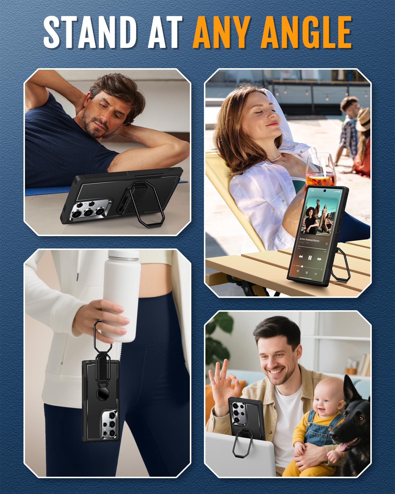 Shields Up For Samsung Galaxy S23 Ultra Case With Stand (Two-Way Stand & Finger Strap), Galaxy S23 Ultra Phone Grip Case With Do