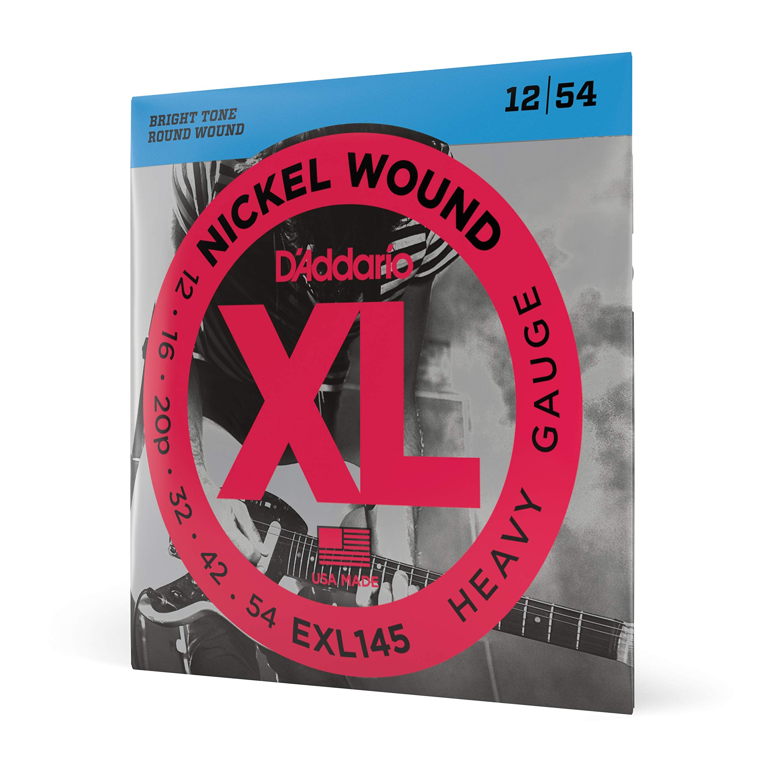 DAddario Electric Guitar Strings, XL Nickel, EXL145, Extra Heavy Gauge 1254, 6String Set, Pack of 1