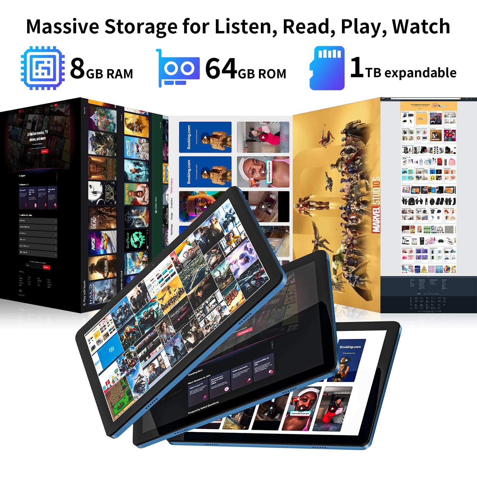 10 Inch Android 14 Tablet: Octa-Core, 8Gb Ram 64Gb, 7000Mah, With Stand Case, Ips Hd Display, Wi-Fi 6, Otg, Metal Body - Fast &