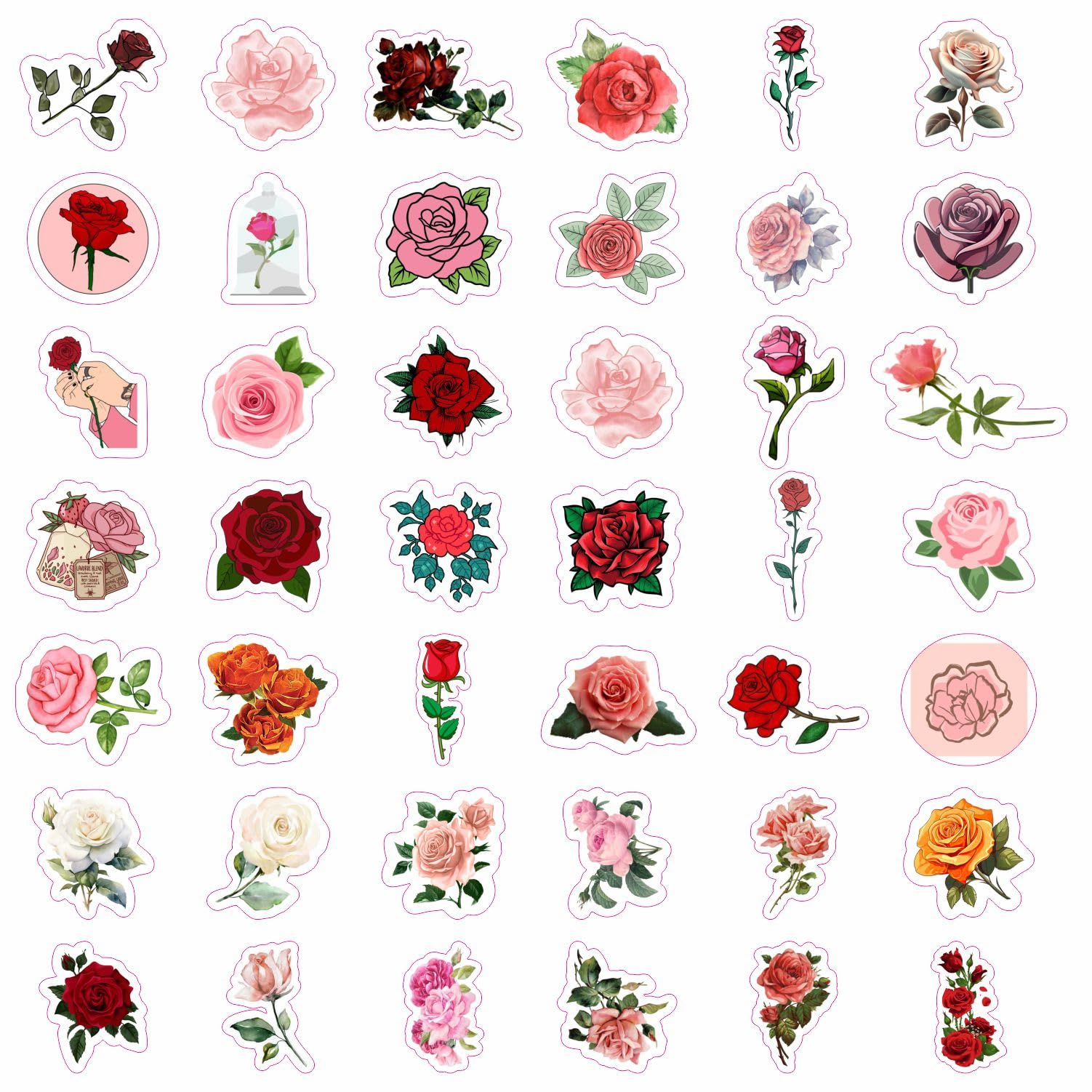 Rose Stickers For Water Bottle And Laptop   Rose Party Favors & Decorations, Waterproof Vinyl Decals, Flower And Botanical Stick