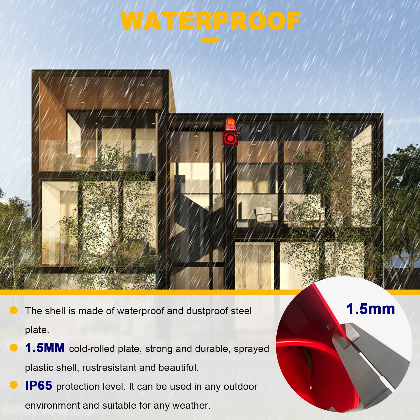 Saladulce Industrial Siren Alarm Horn Strobe Loud Flashing Alarm Siren Ac110V 120Db Outdoor Siren Safety Alarm Horn Indoor Warni