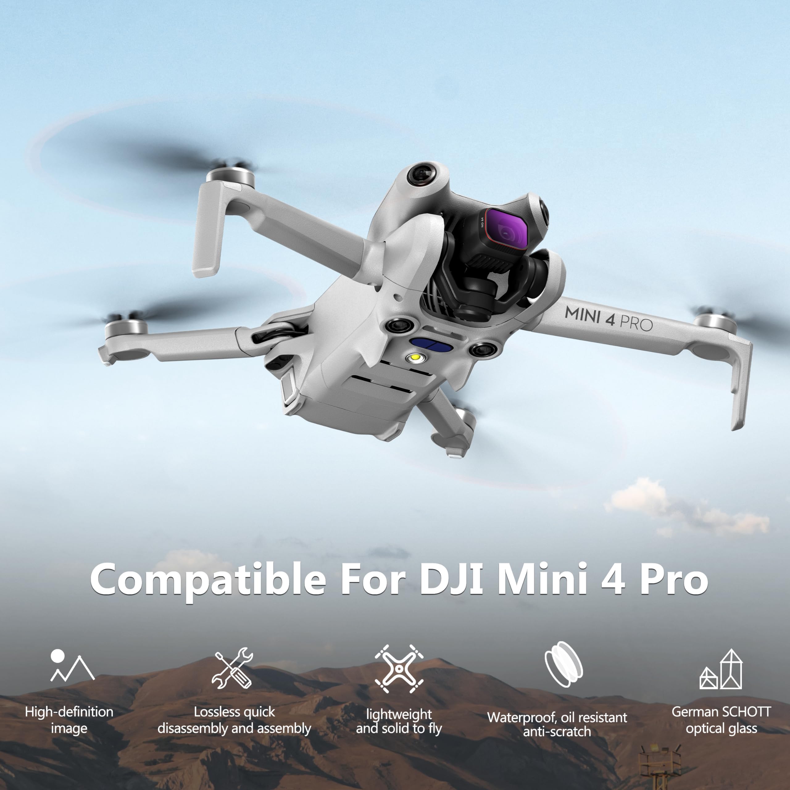 Startrc Mini 4 Pro Filters, 6 Pack Uv Cpl Nd8 Nd16 Nd32 Nd64 Filter Compatible With Dji Mini 4 Pro Drone, Polarizer And Neutral