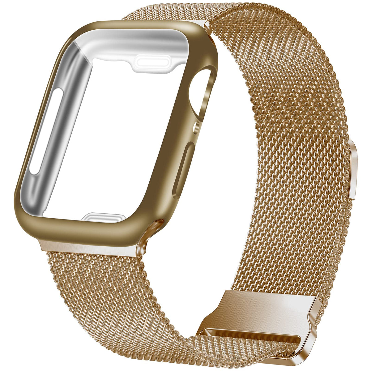 Geoumy Metal Magnetic Bands Compatible For Apple Watch Band 45Mm With Case, Stainless Steel Milanese Loop Replacement Strap Comp