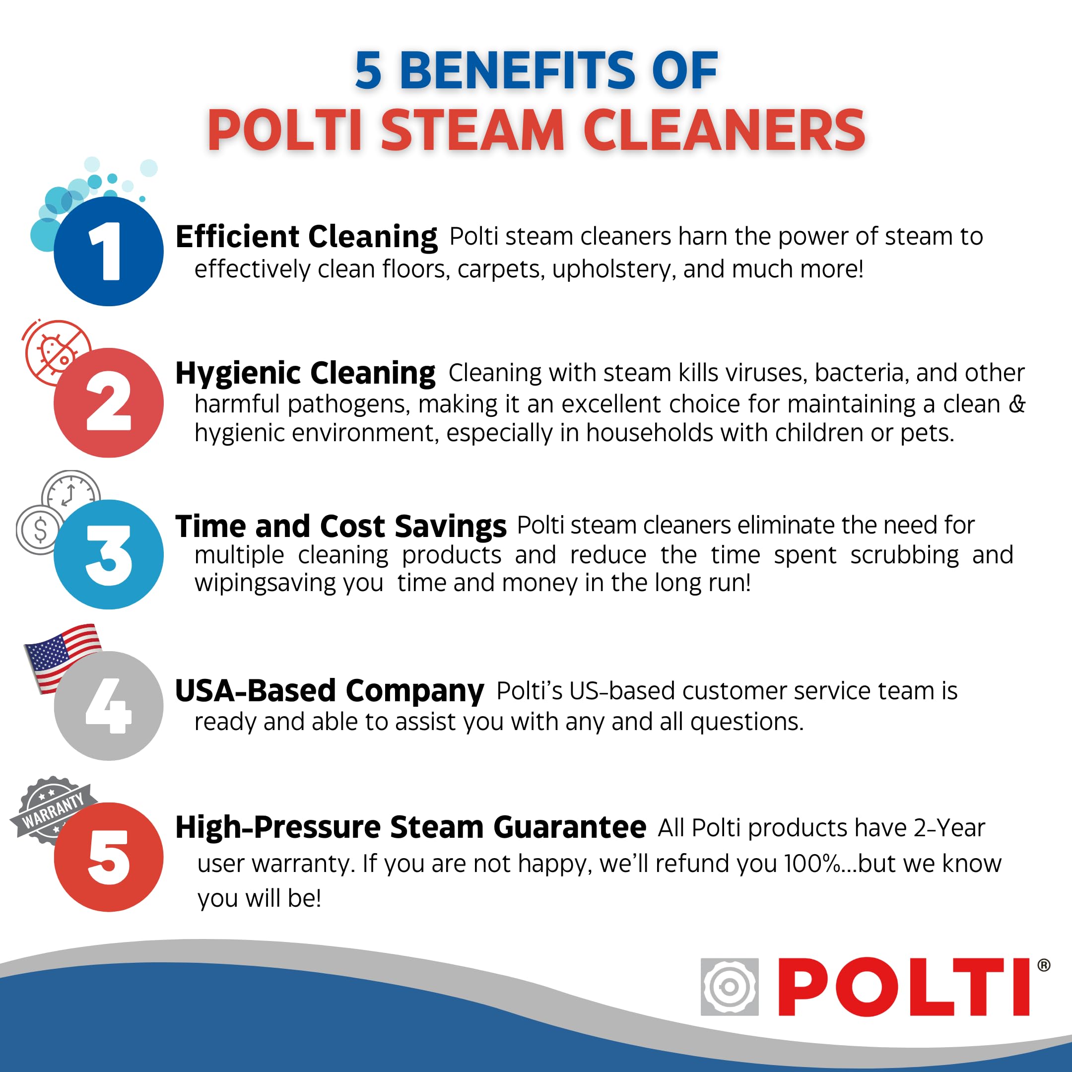 Polti Vaporetto Smart 100 Steam Cleaner With Continuous Fill, Sanitize, Clean Floors, Carpets And Other Surfaces Adjustable High