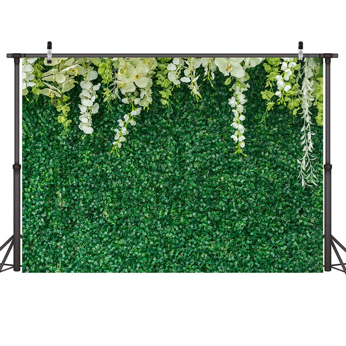 Chaiya 7X5Ft Green Leaves Backdrops Greenery Backdrop With Flowers Green Leaf White Flower Photo Backdrops Bridal Shower Backdro