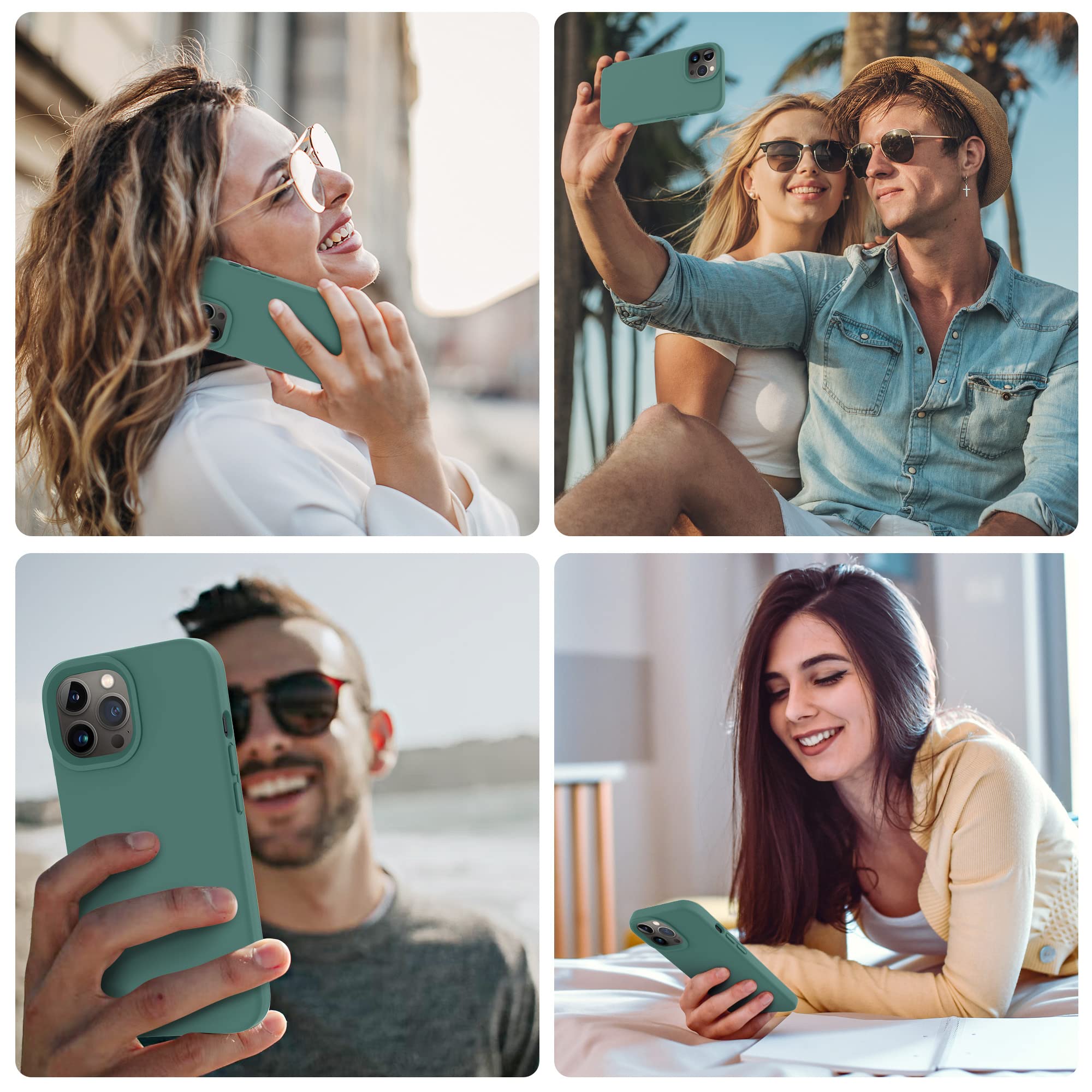 Otofly Designed For Iphone 14 Pro Case, Silicone Shockproof Slim Thin Phone Case For Iphone 14 Pro 6.1 Inch (Pine Green)