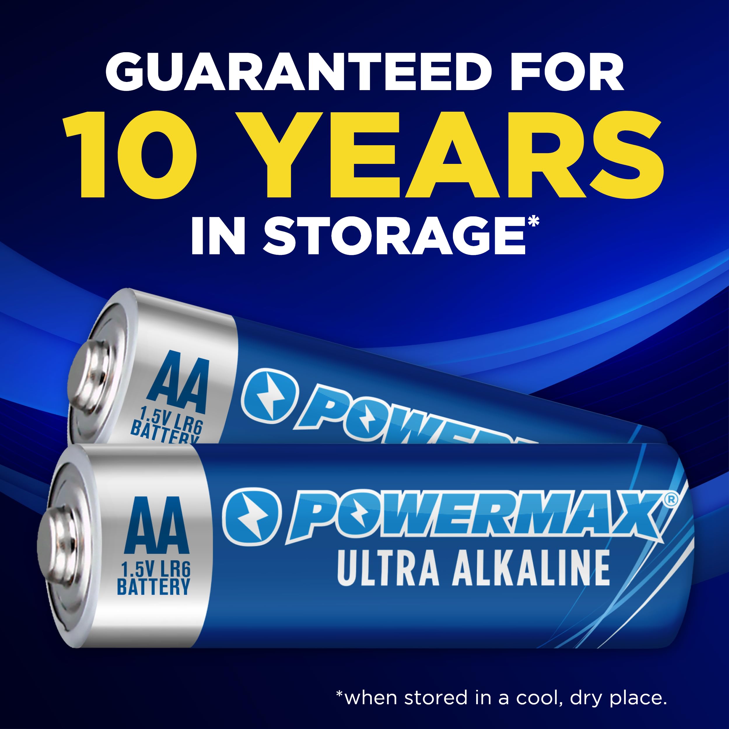 Powermax 60-Count Double Aa Batteries, Ultra Long Lasting Alkaline Battery, 10-Year Shelf Life, Reclosable Packaging