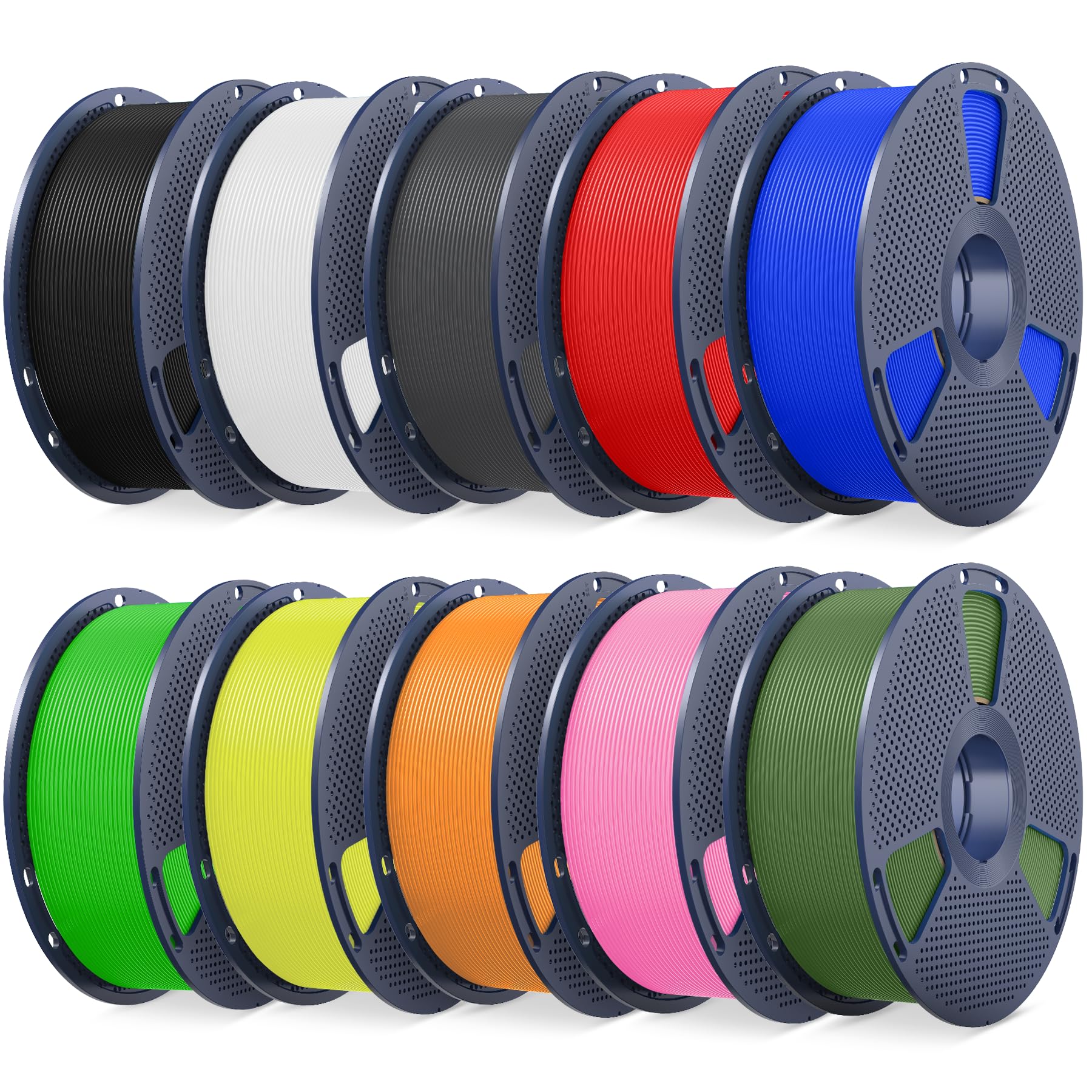 SUNLU 3D Printer Filament Bundle, PLA Plus2.0 Filament 10KG 1.75mm, Neatly Wound Filament for Most 3D Printer, 10 Colors, 1kg Sp