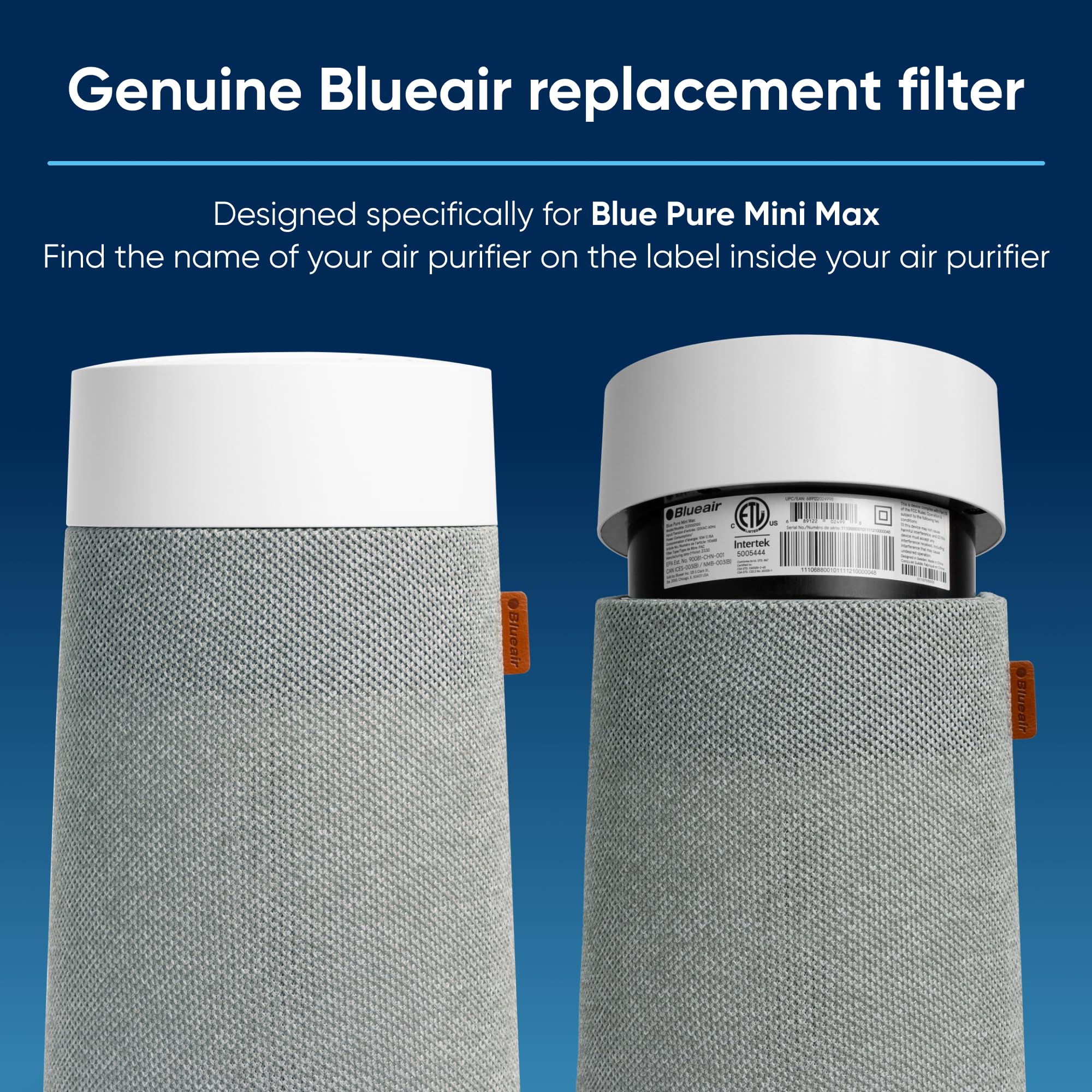 Blueair Blue Pure Mini Max Genuine Replacement Filter, Blue Pure Fmini Filter Fits Blue Pure Mini Max Air Purifier