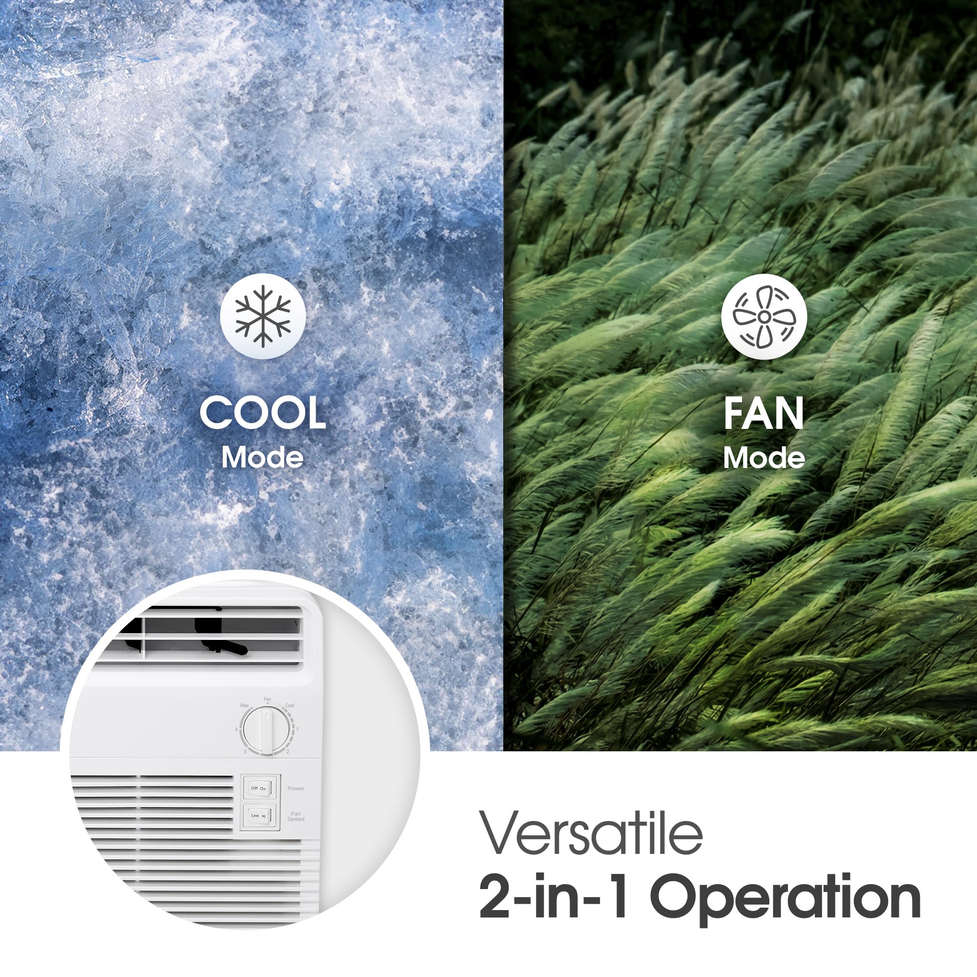 LG 5000 BTU Window Air Conditioner LW5023 - Ultra-Quiet, Easy Mechanical Control, Compact Size, White, Ideal for Small Rooms up to 150 Sq.Ft.