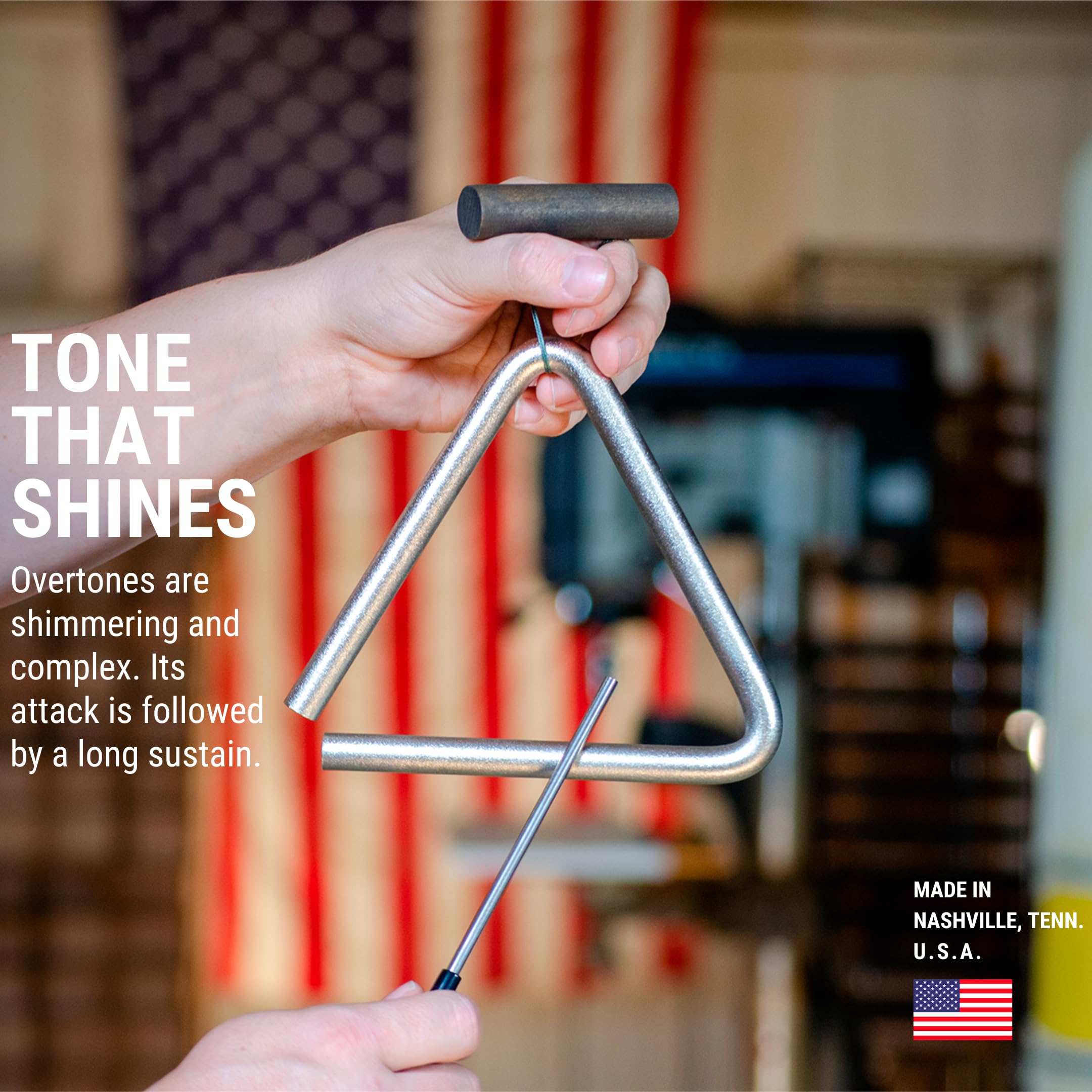 Treeworks Chimes 6'' Triangle Percussion Musical Instrument   Made In U.S.A.   With Beater/Striker And Holder, Professional Stud