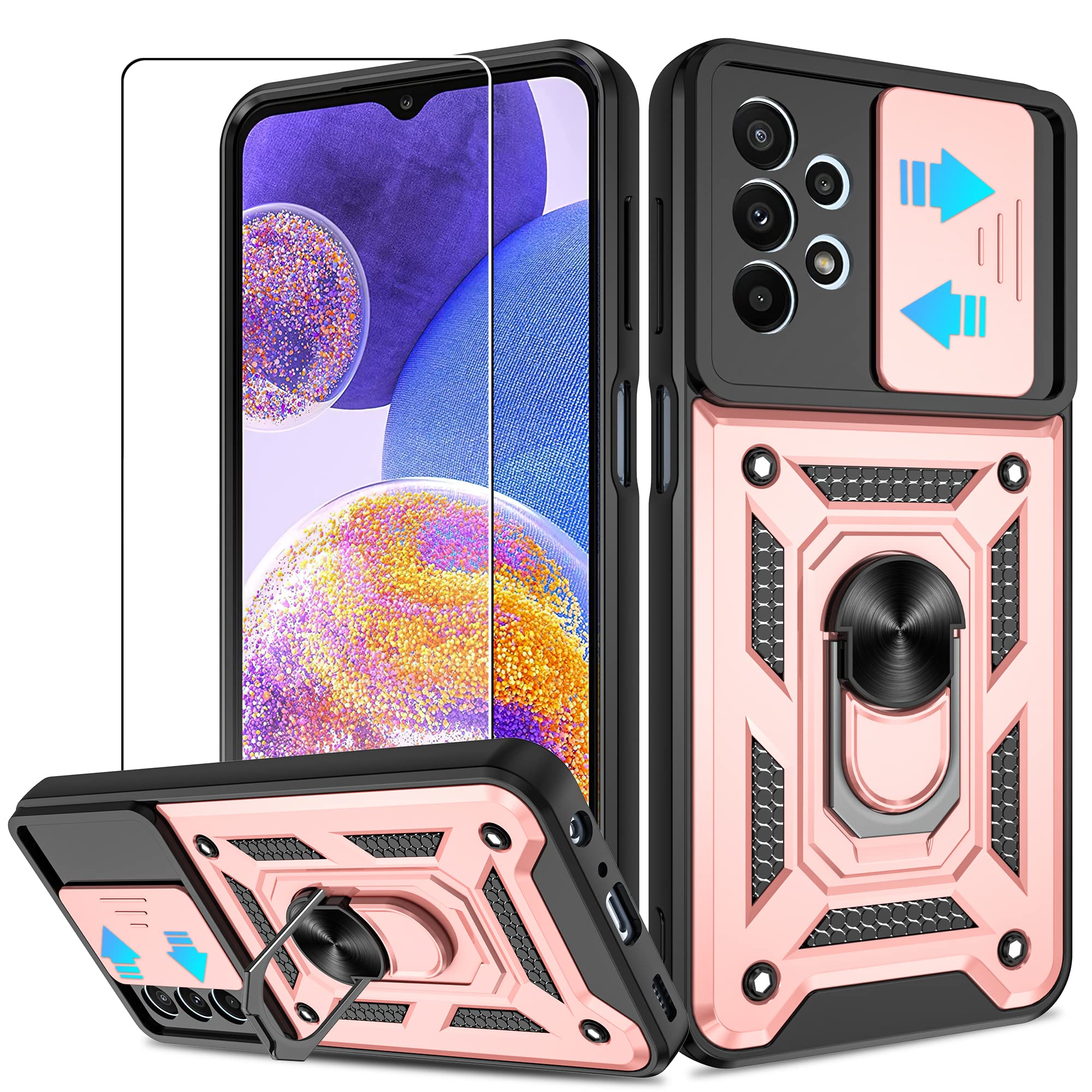 Atump For Samsung A23 Case, Galaxy A23 5G/4G Case With Hd Screen Protector, Heavy Duty Shockproof Protective Case With Magnetic 