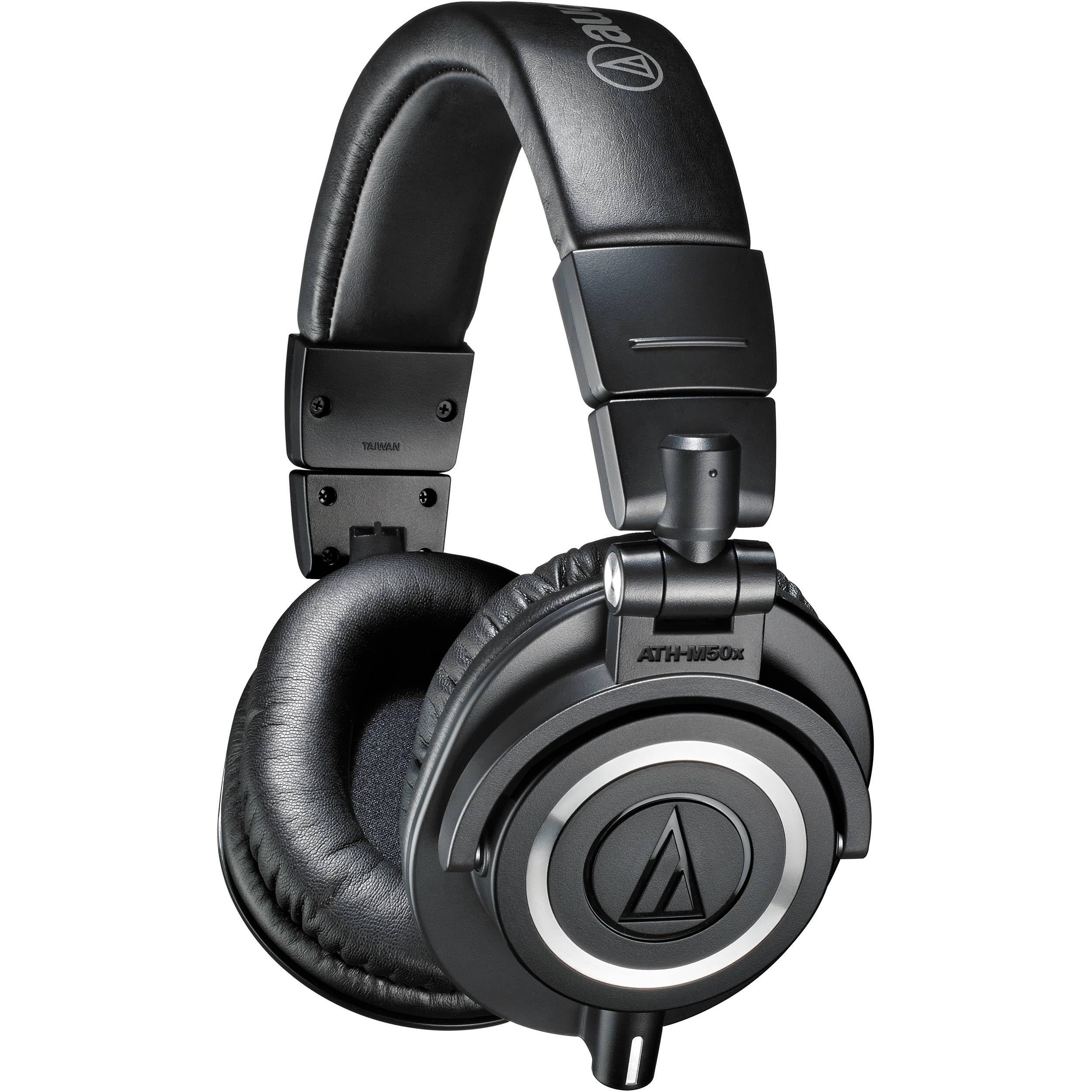 Audio-Technica Ath-M50X Professional Studio Monitor Headphones | Black Bundle With Full Sized Hard Body Headphone Case And Micro