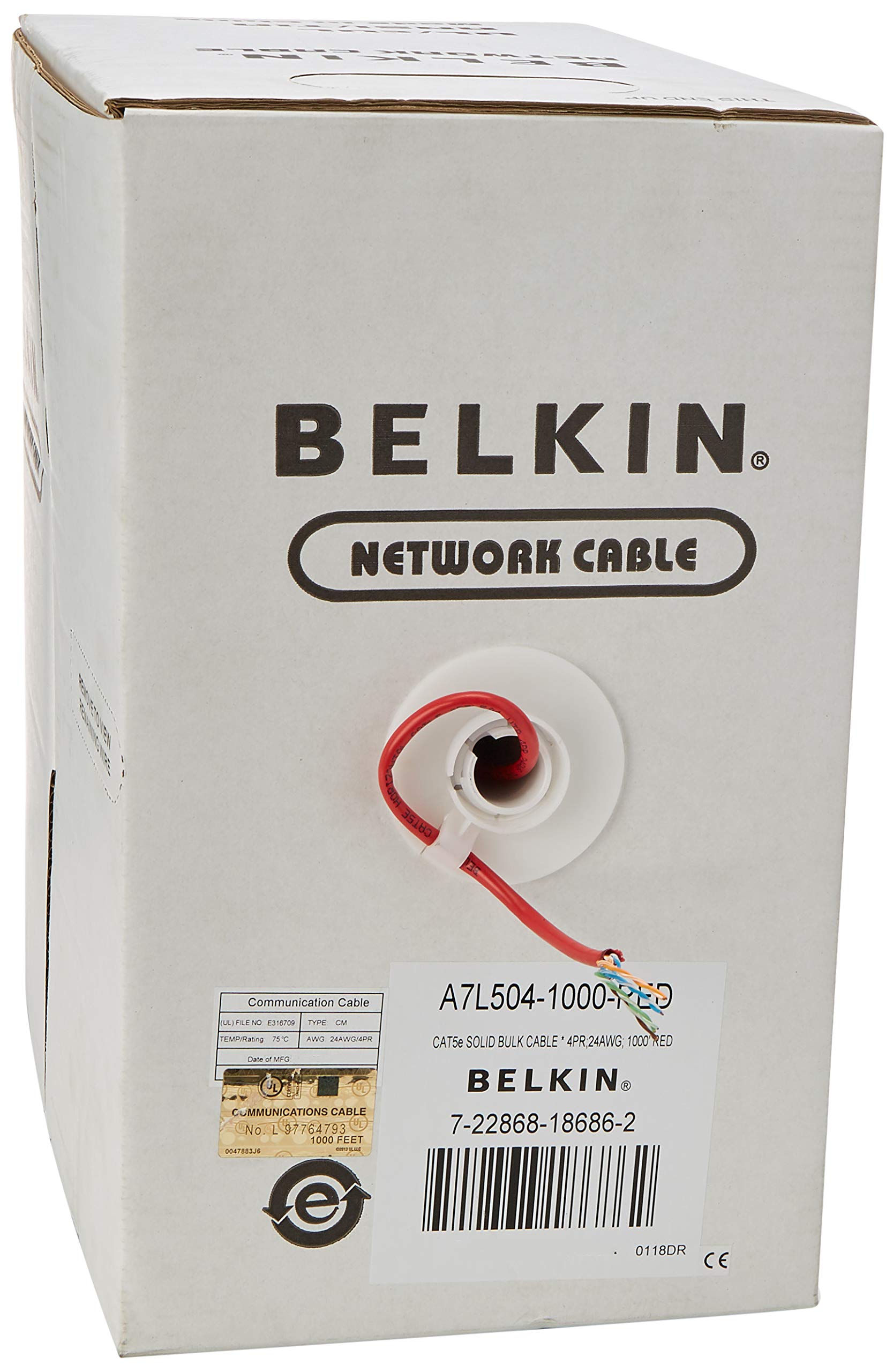 Belkin Cat 5E Bulk Patch Cable (Red 1000 Foot Reel)