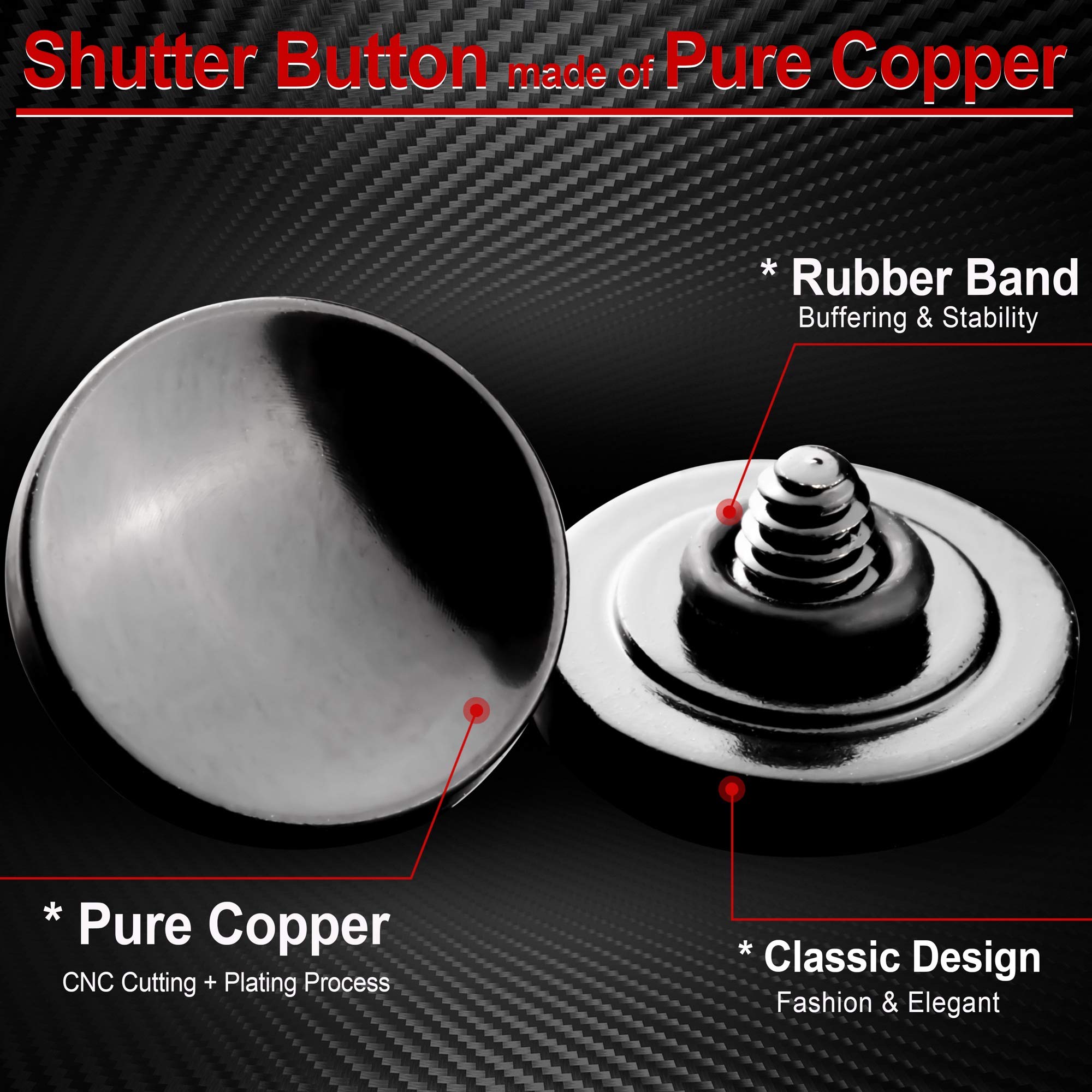 Soft Shutter Release Button (2 Pack/Black) High End Concave Camera Shutter Button