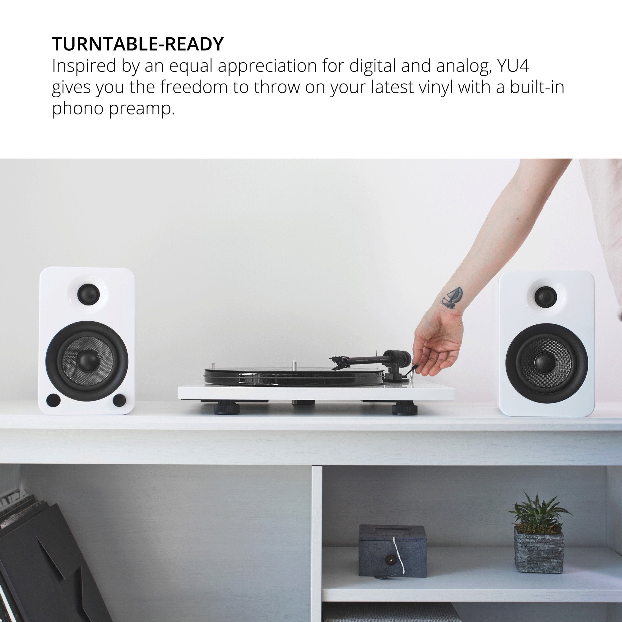 Kanto Yu4Mw Powered Speakers With Bluetooth And Built In Phono Preamp | Auto Standby And Startup | Remote Included | 140W Peak P