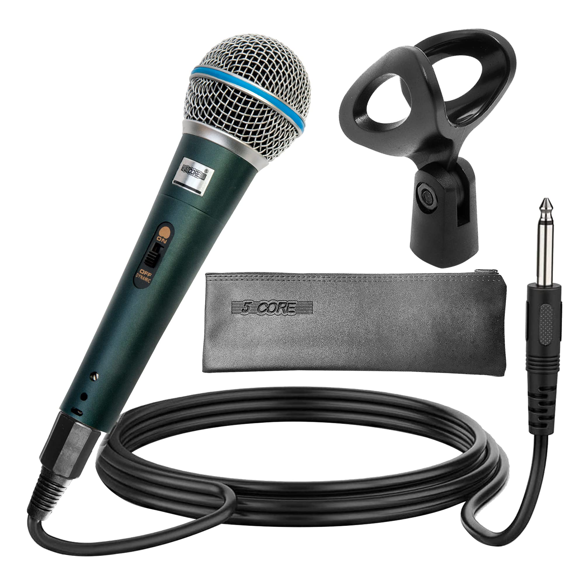 5 CORE Microphone Dynamic Vocal Handheld Mic Cardioid Unidirectional Microfono w On Off Switch + XLR Audio Cable for Singing Kar