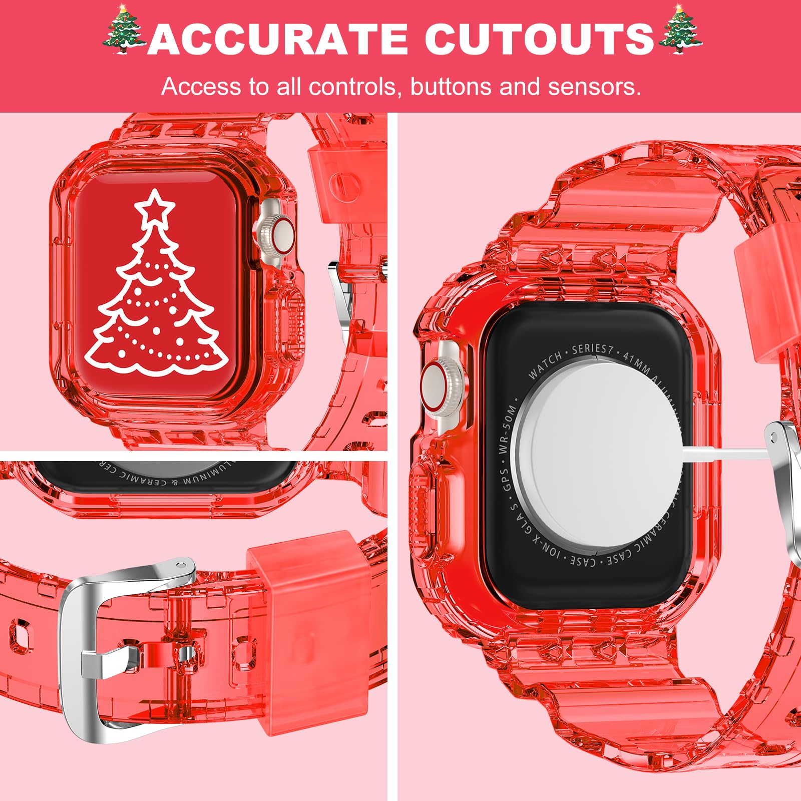 Xyf Compatible For Crystal Clear Apple Watch Bands, 41Mm 40Mm 38Mm Bumper Case For Men Women Jelly Sport Case Band For Iwatch Ul