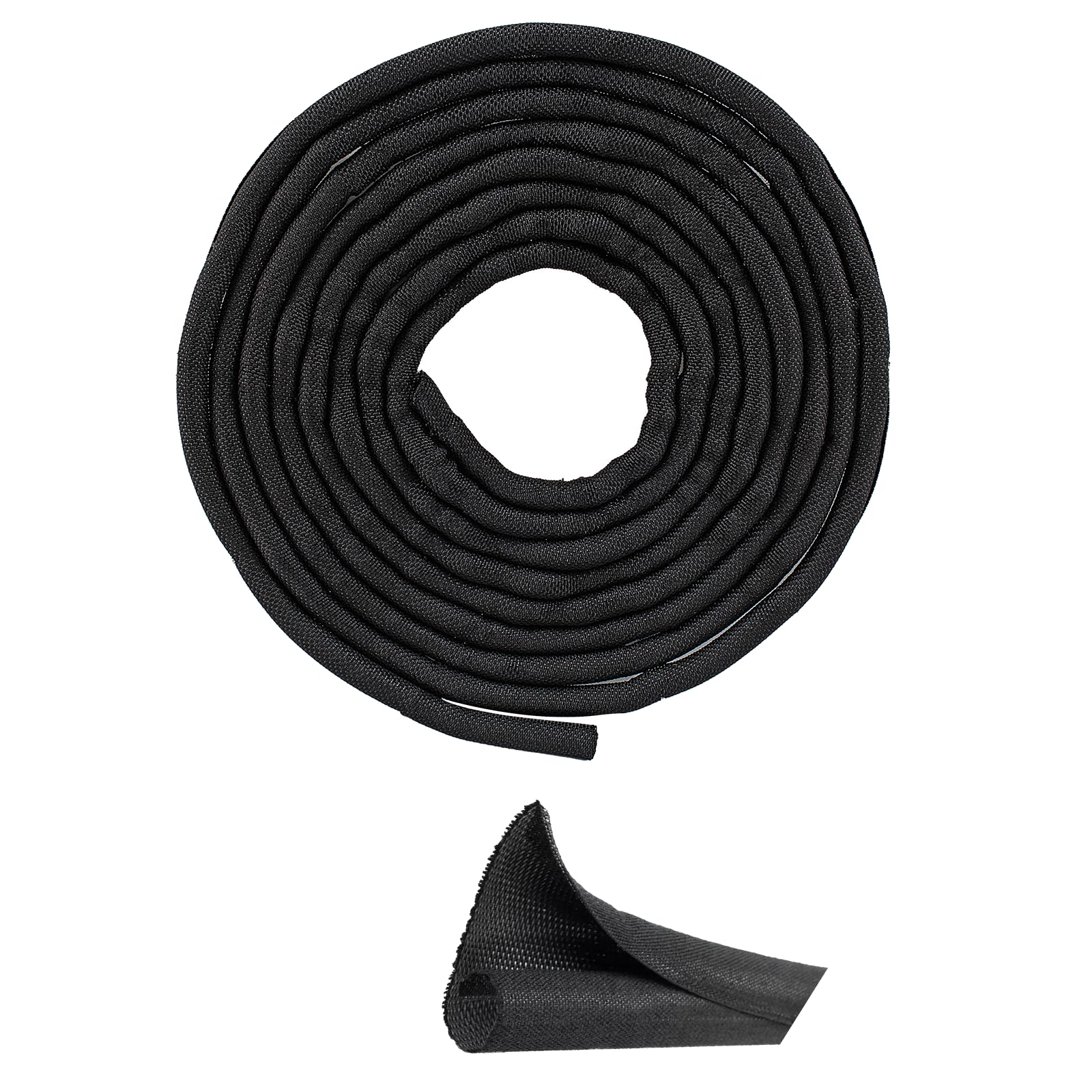 Qjaiune 10Ft   1/4 Inch Black Cable Sleeves Cord Management, Split Sleeving Wire Protector Desk Cord Organizer, Self Wrapping Wi