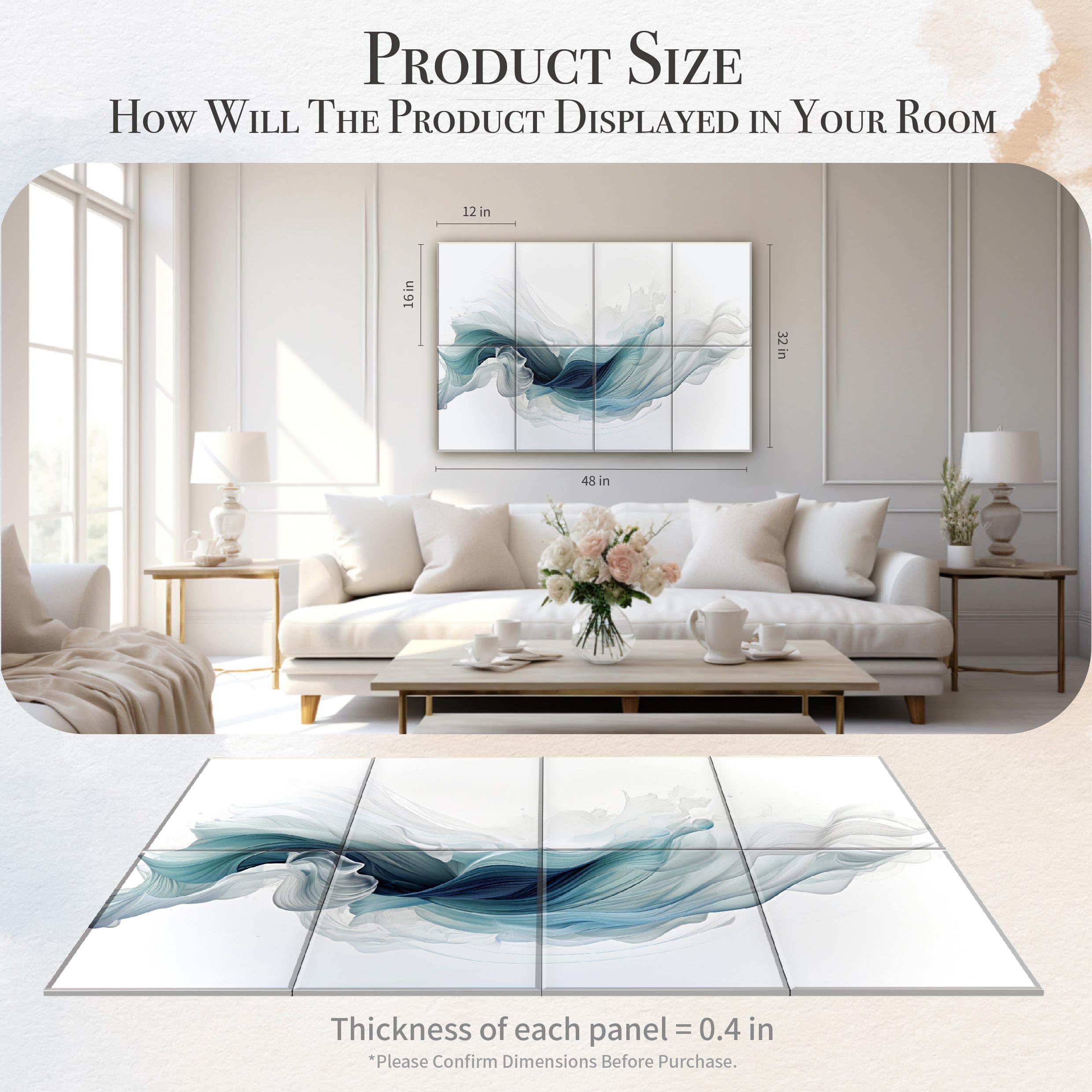 Soon Global 8 Pack Acoustical Wall Panels,48 X 32 Inches Sound Absorbing Panels, Decorative Acoustical Wall Panels, Acoustic Tre