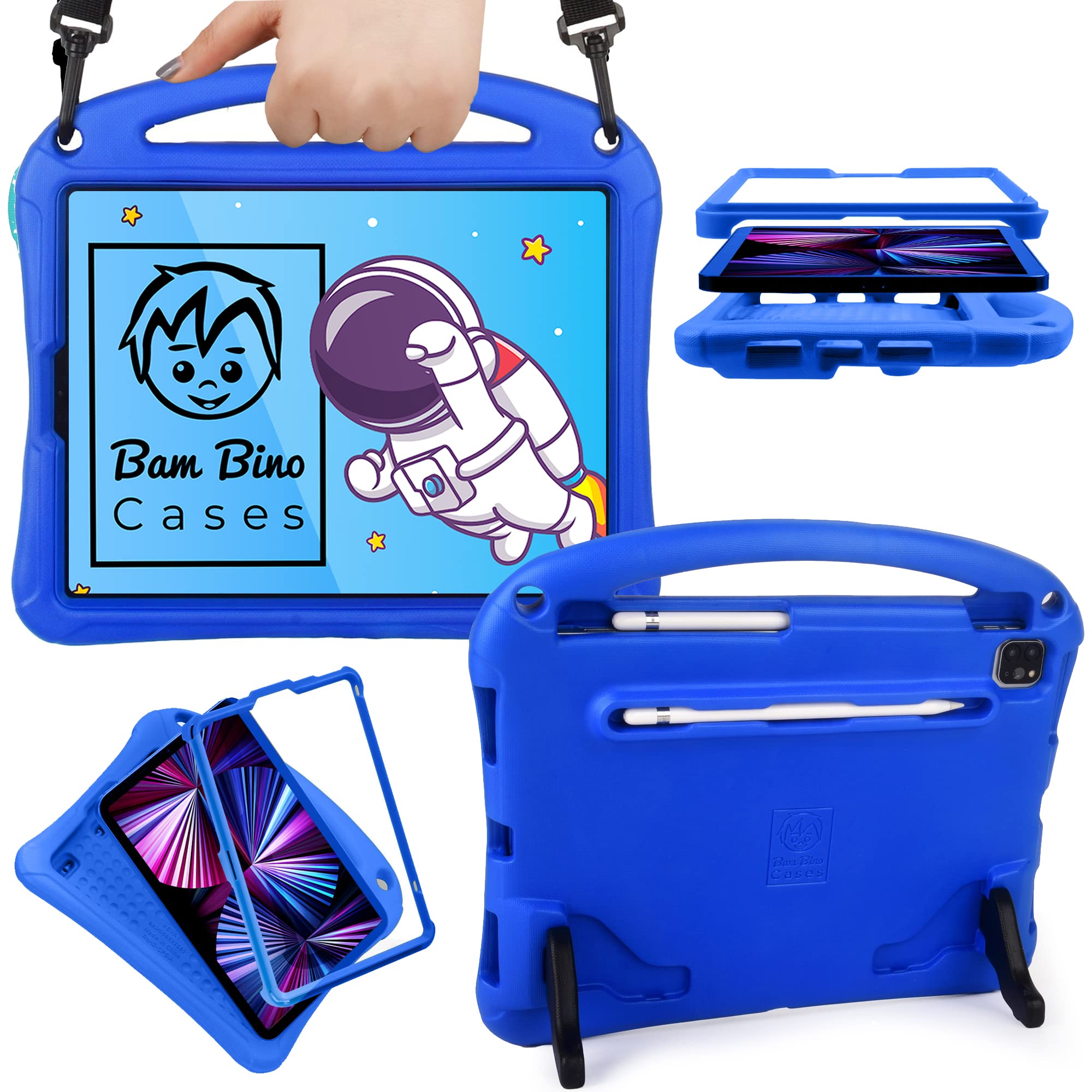 Bam Bino Space Suit Case For Ipad Pro 12.9'' 3Rd/4Th/5Th/6Th Generation (2018 2022) Models (Galactic Blue)   [Not For Ipad Pro 1