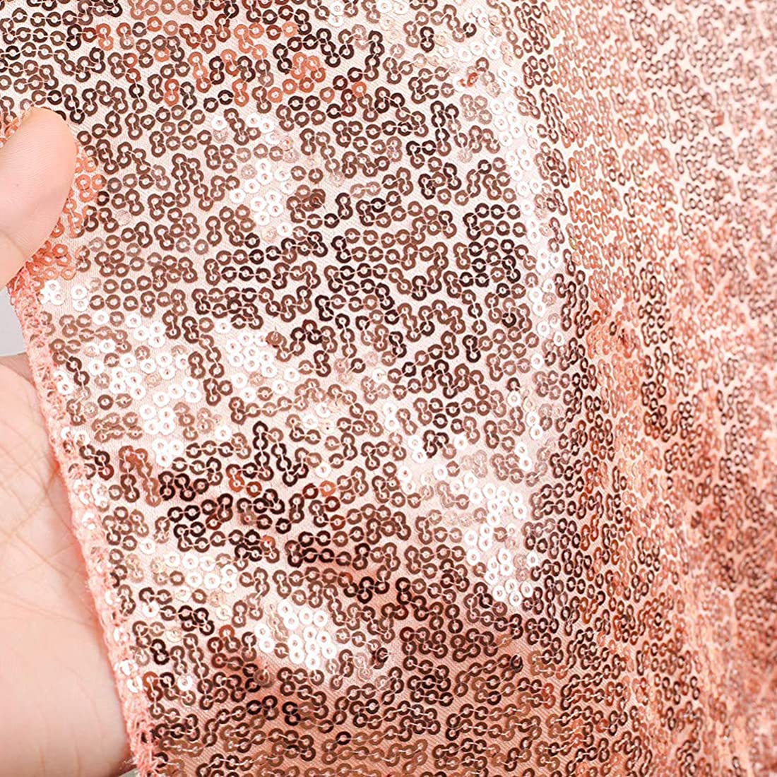Poise3Ehome 6Ft X 8Ft Rose Gold Sequin Backdrop,Glitter Thick Satin Background Drapes, Sparkly Opaque Photography Curtain Backdr