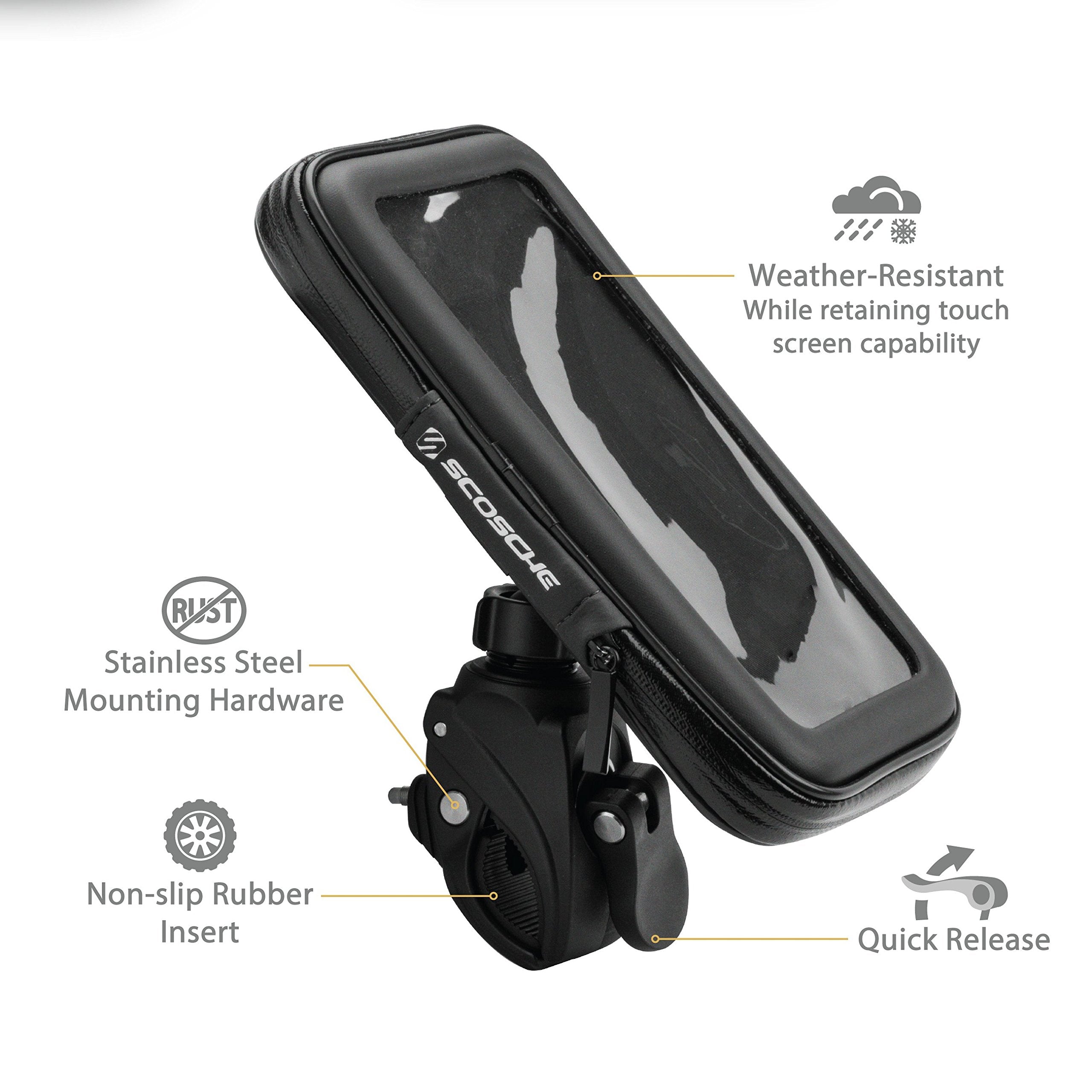 SCOSCHE PSM11002 TerraClamp Tube Phone Mount,Black,3 in 1 Quick Release