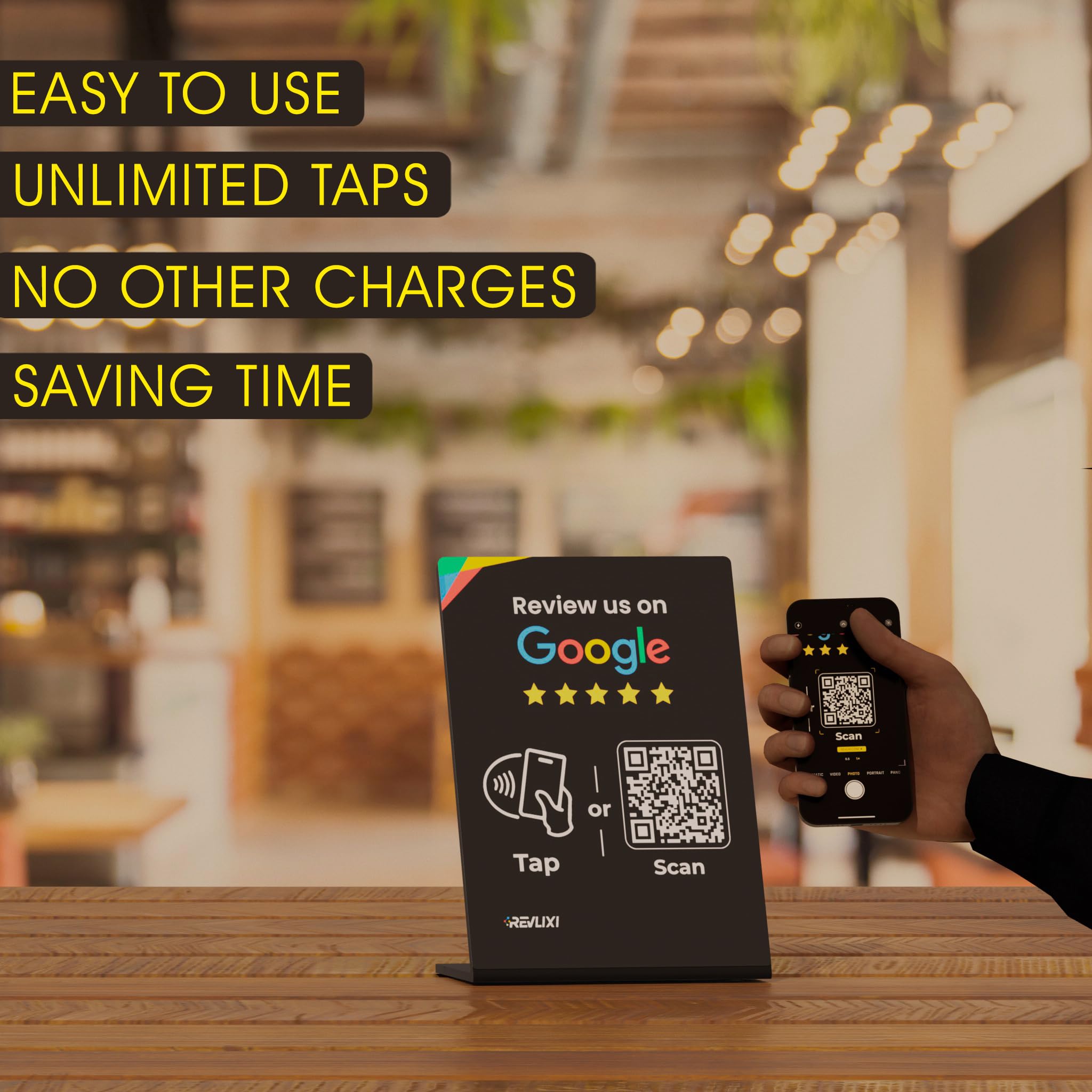Revlixi Google Review Stand - Boost Reviews W/Reusable Google Review Tap Card Stand & Qr Code Stand- Smart Phone & Iphone Compat