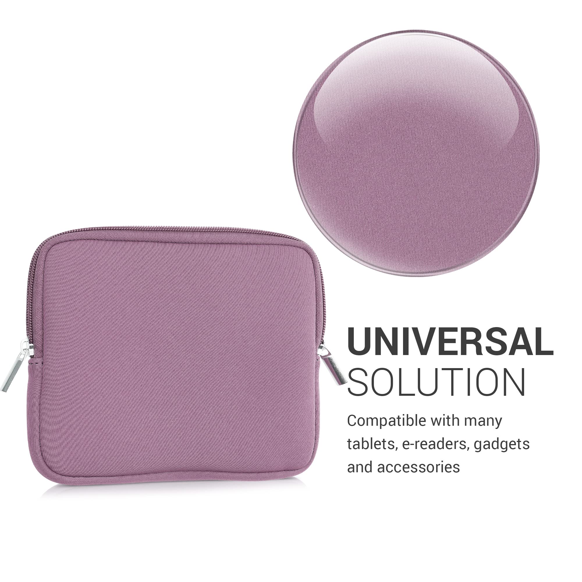 Kwmobile Neoprene E Reader Pouch Size 6,8 7'' Ereader   Universal Ebook Sleeve Case With Zipper   Lavender