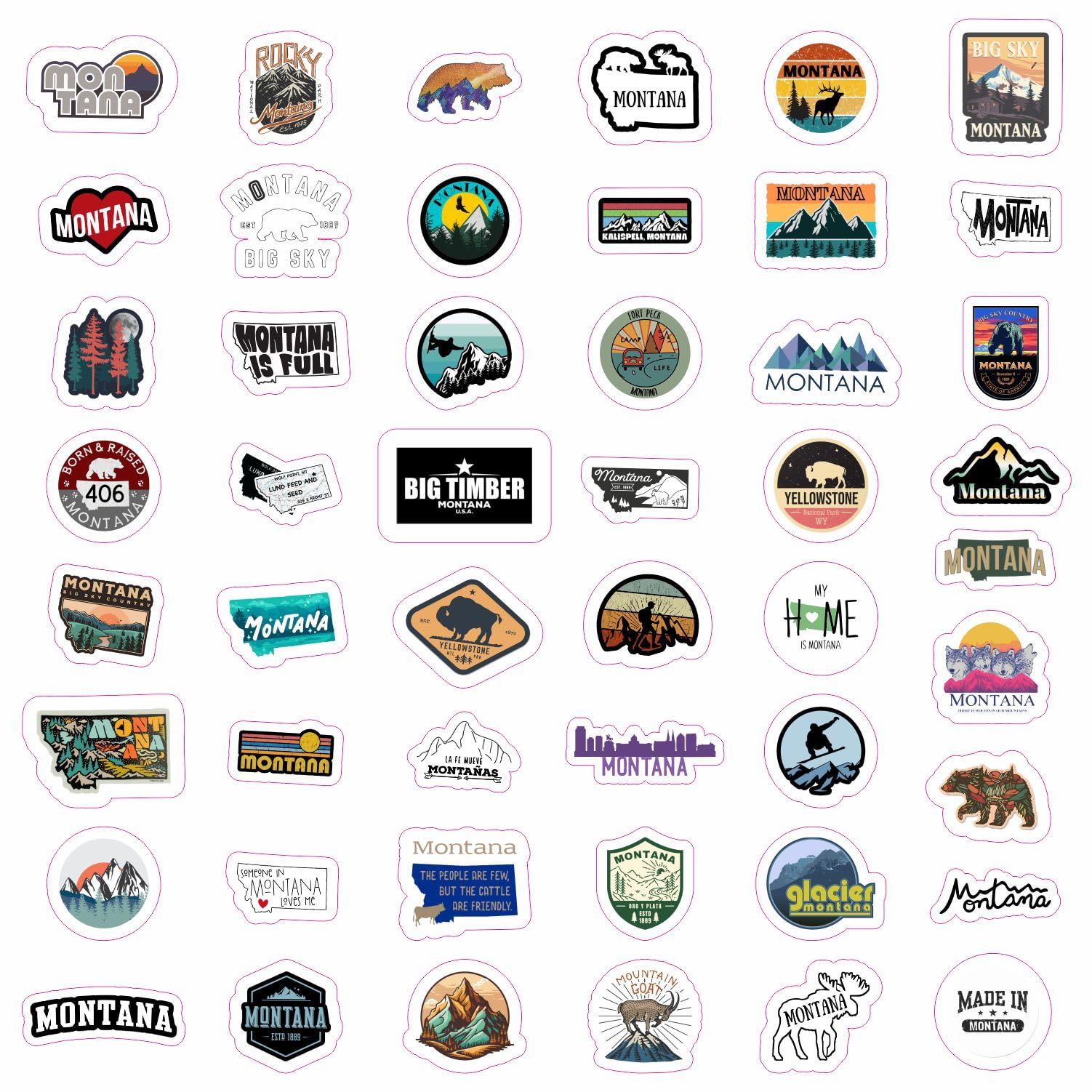100Pcs Montana Stickers For Water Bottle And Laptop   Montana Party Favors & Decorations, Waterproof Vinyl Decals, State Pride A