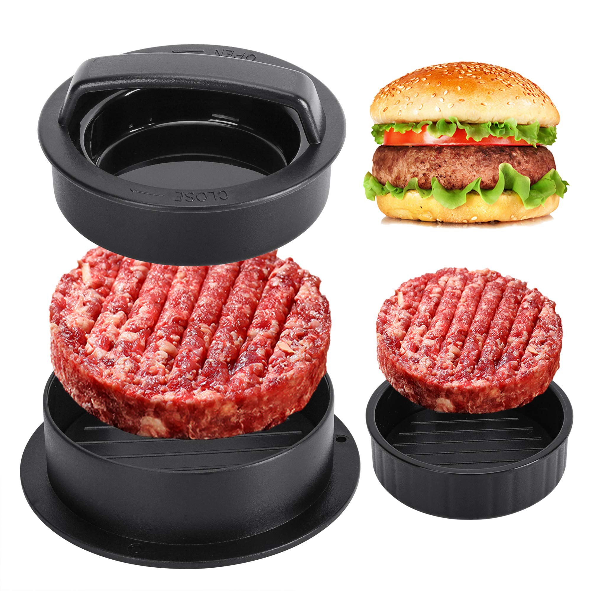 Hamburger Press Patty Maker, Burger Press, 3 In 1 Nonstick Meat Beef Veggie Hamburger Mold, Kitchen Gadgets To Make Patty For S