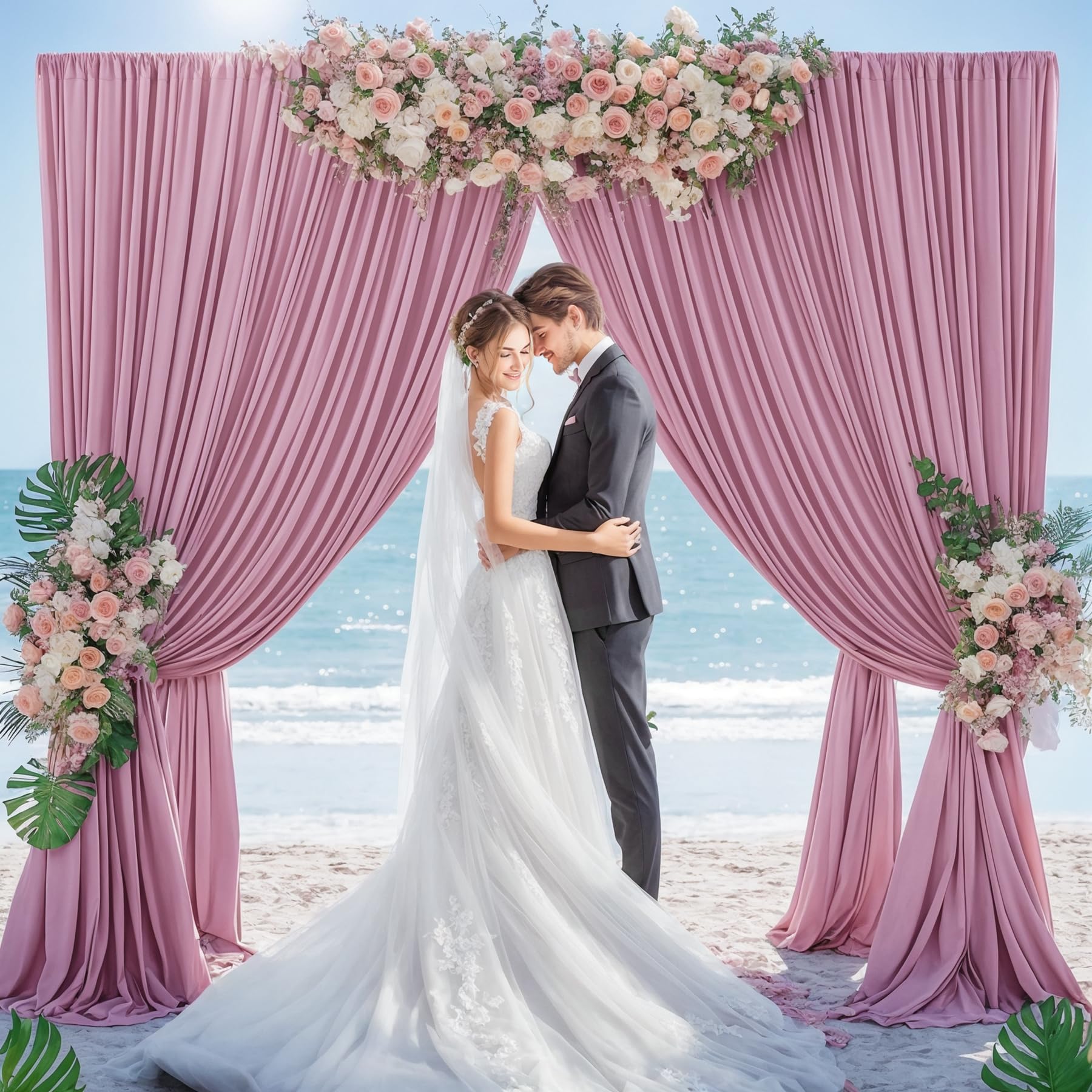 10X10 Dusty Pink Backdrop Curtain For Parties Wedding Wrinkle Free Pink Photo Curtains Backdrop Drapes Fabric Decoration For Bir