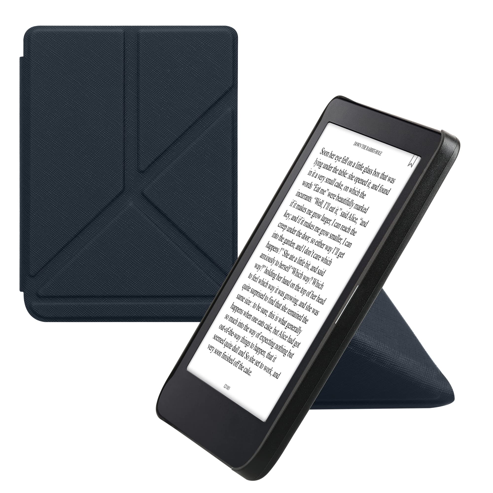 Kwmobile Origami Case Compatible With Kobo Clara 2E / Tolino Shine 4 Case   Slim Pu Leather Cover With Stand   Dark Blue