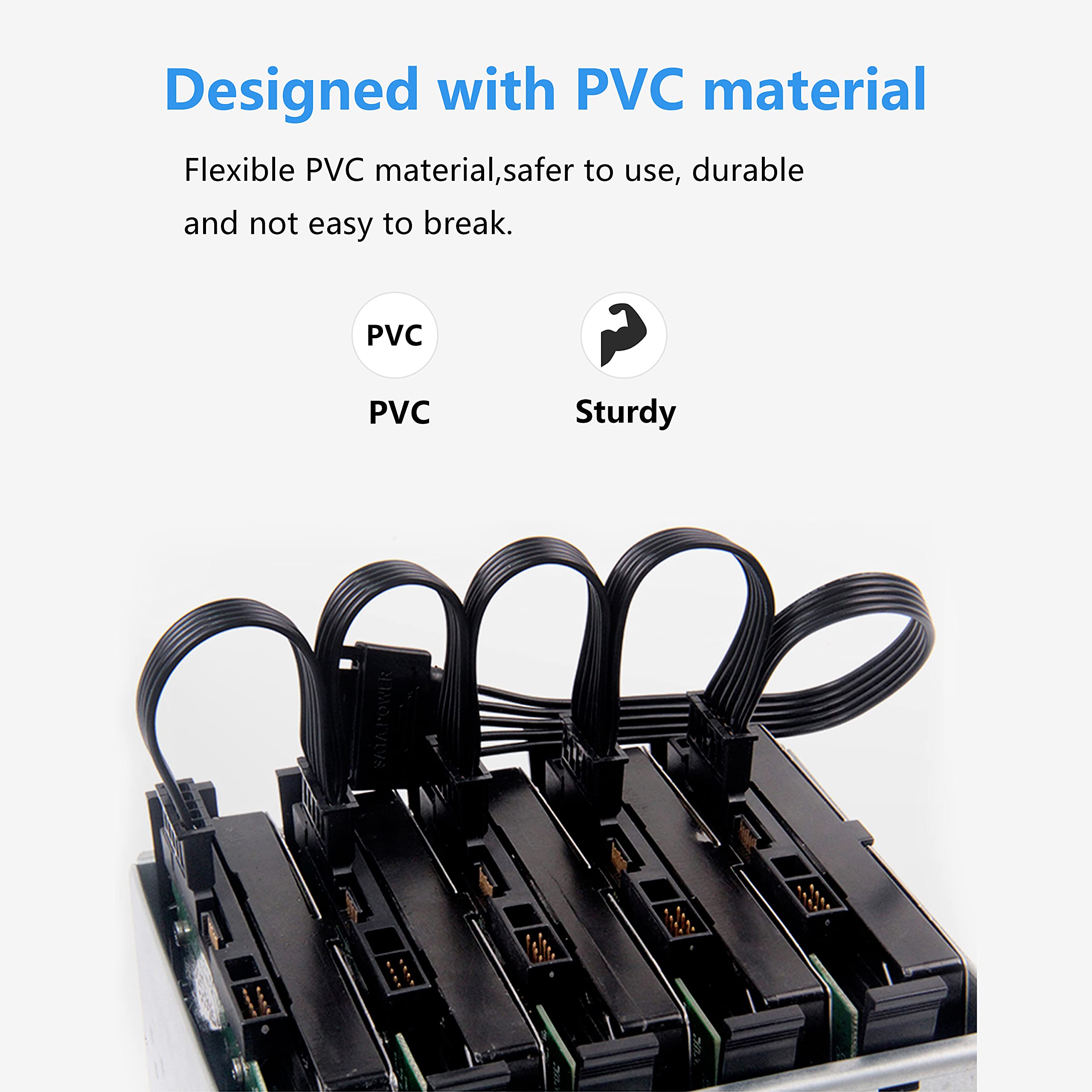 Gelrhonr 15Pin Sata Male To 5 Sata Female Power Splitter Adapter Cable Extension Y Cable For Hdd?Ssd Hard Disk