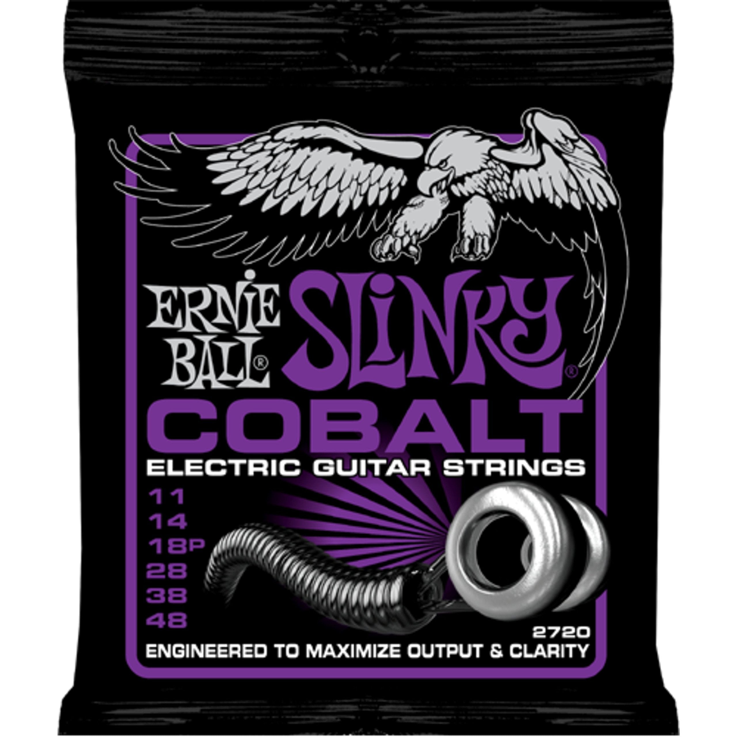 Ernie Ball Power Slinky Cobalt Electric Guitar Strings, 11-48 Gauge (P02720)