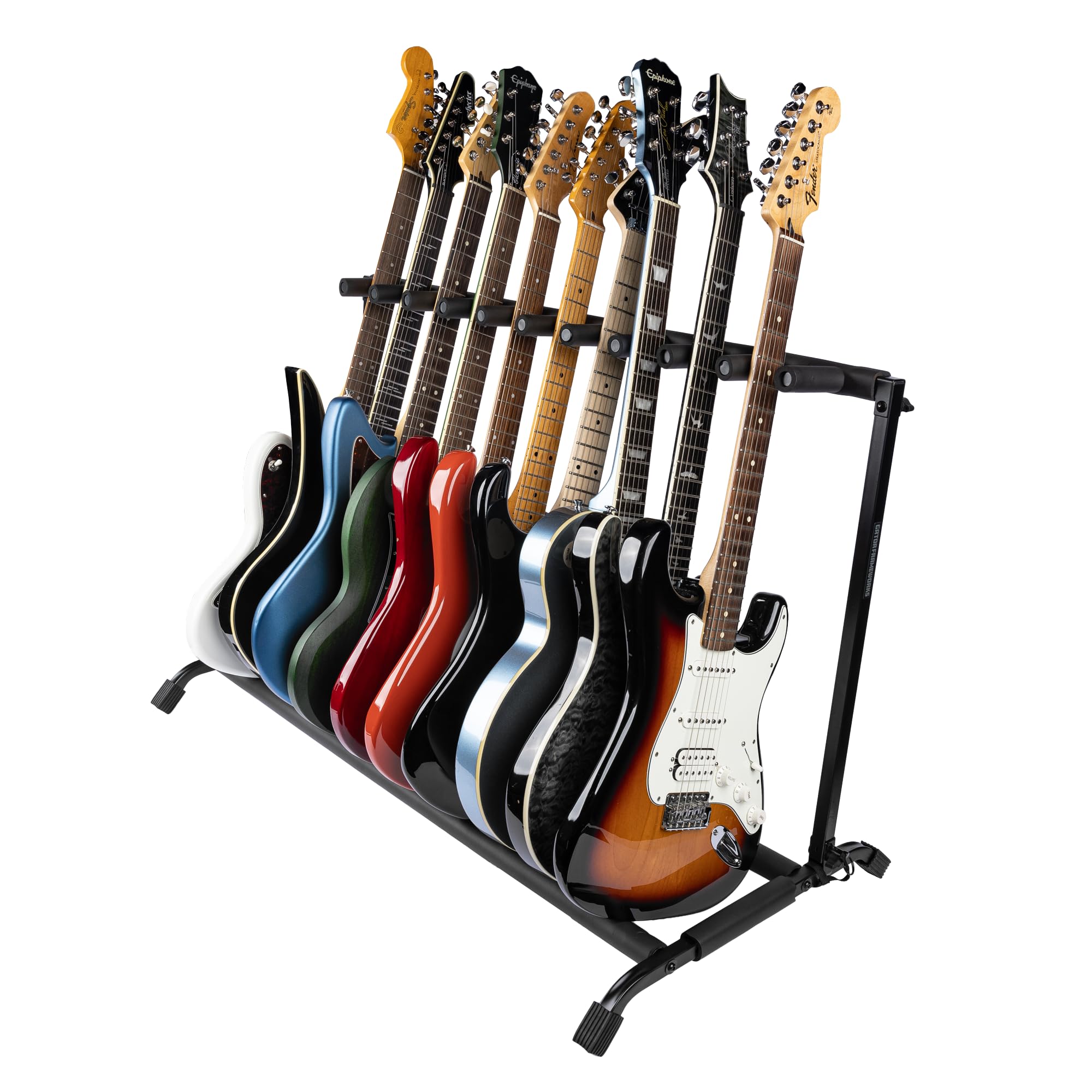 Rok-It Multi Guitar Stand Rack with Folding Design, Holds up to 10 Electric or Acoustic Guitars (RI-GTR-RACK10)