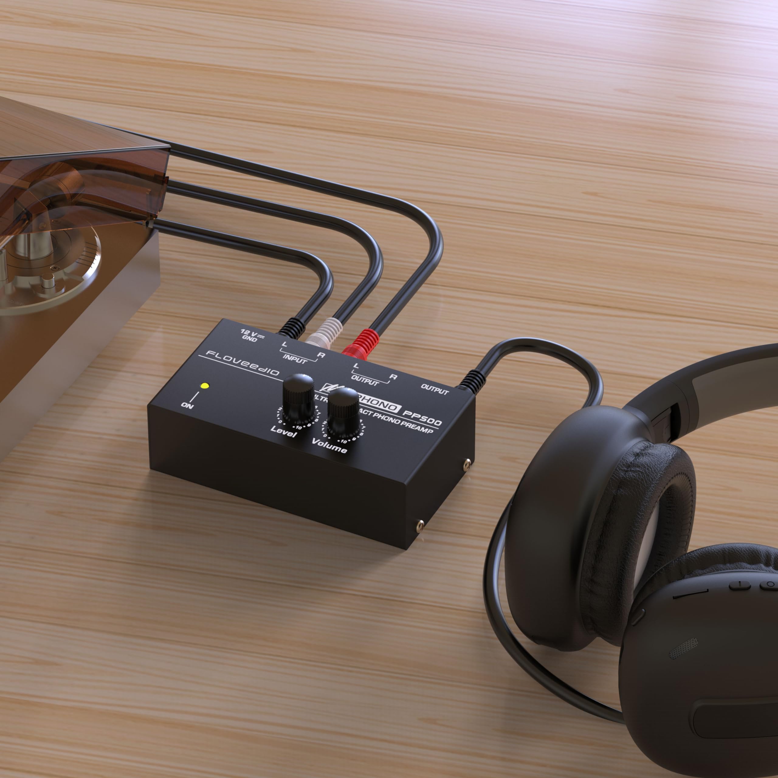 Floveedio Phono Preamp For Mm Turntable Mini Stereo Audio Hi Fi Phonograph/Record Player Preamplifier With Trs Headphone Jack An