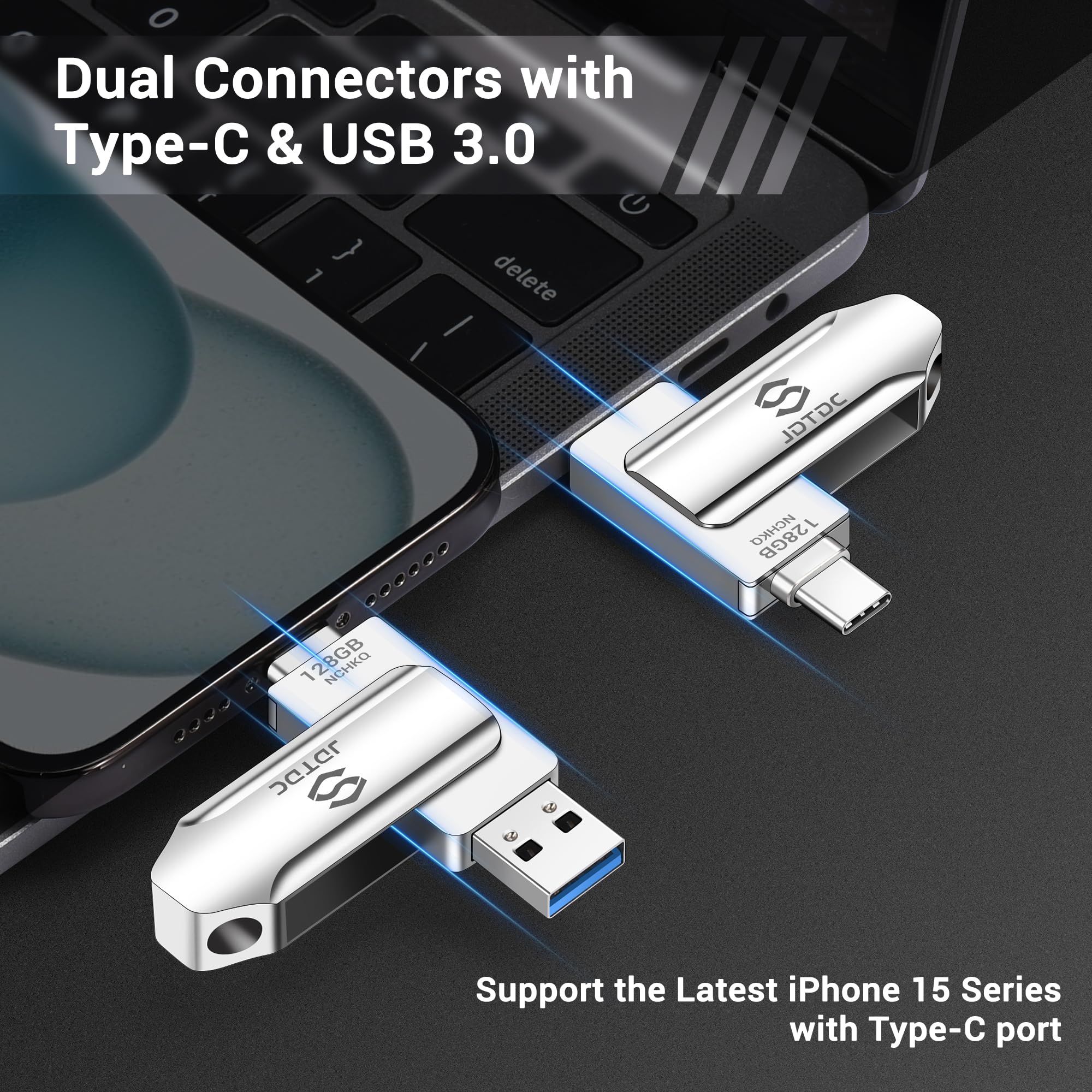 128Gb Photo Stick Iphone 15 Flash Drive Iphone Usb C Memory Stick For Photo Video Contact Iphone External Storage Ipad Photo Bac