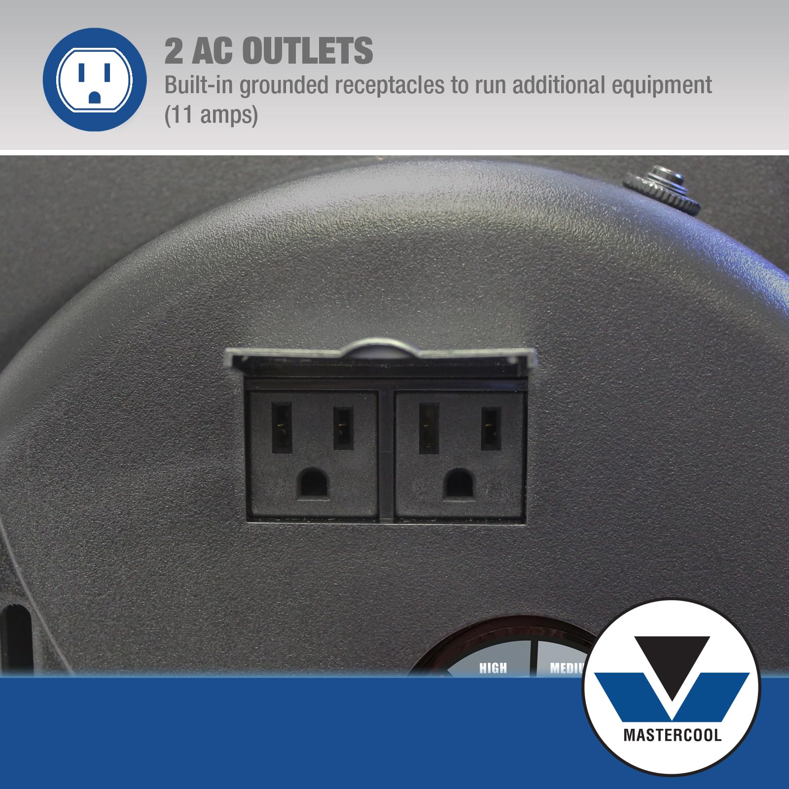 Mastercool 1200 Cfm Blower Fan (21200-A), Cools & Dries, 3-Speed, Impact-Resistant Abs, Adjustable Feet, 2 Grounded Receptacles,