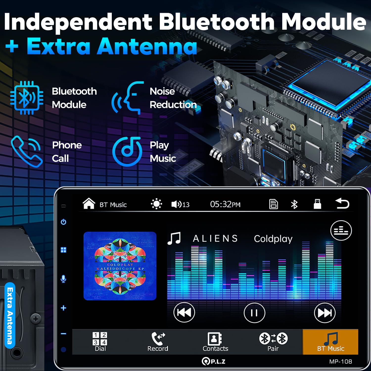 Plz 10.1'' Wireless Single Din Car Radio Stereo With Apple Carplay Android Auto Touch Screen, Car Play Audio Receivers Headunit,