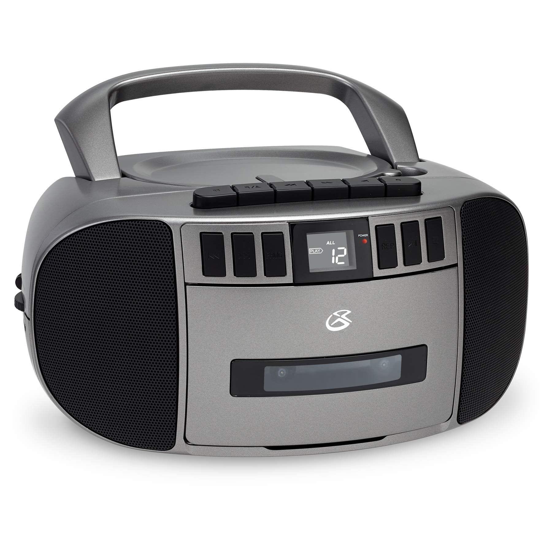 Gpx Bca209S Portable Am/Fm Boombox With Cd And Cassette Player, Silver/Gray