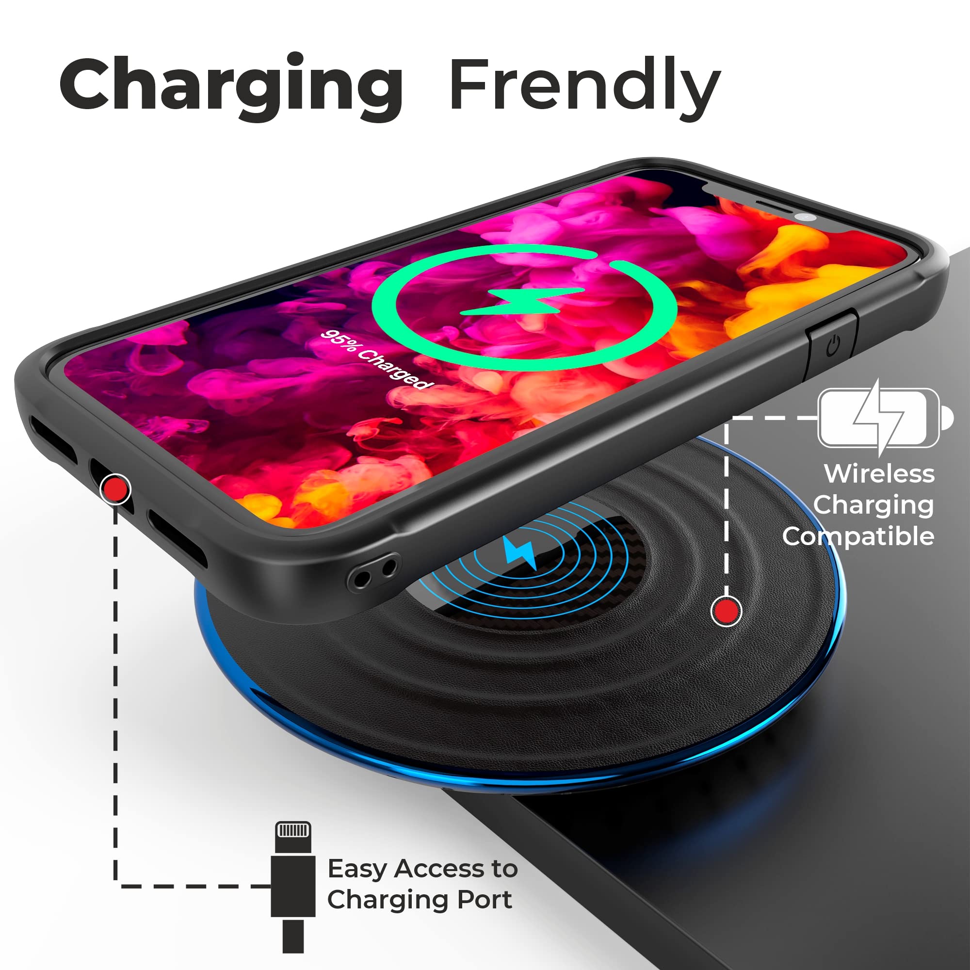 Kitoo Designed For Iphone X Case/Designed For Iphone Xs Case, Carbon Fiber Pattern, 10Ft. Drop Tested, Wireless Charging   Black